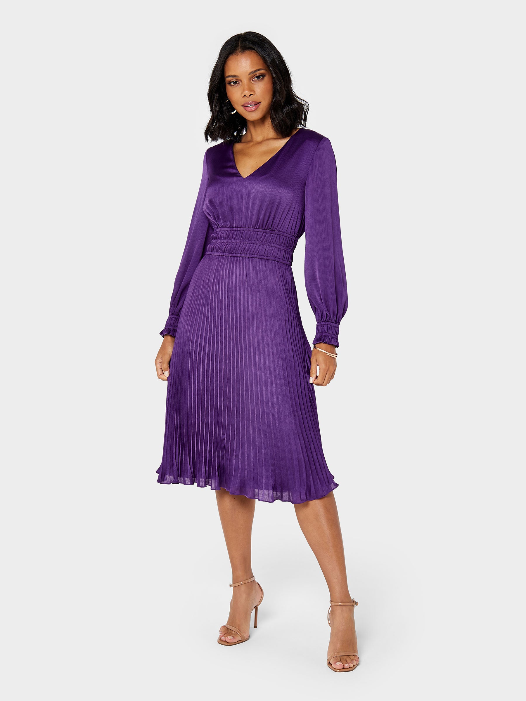 Petal Satin Pleated Dress | GWD Fashion