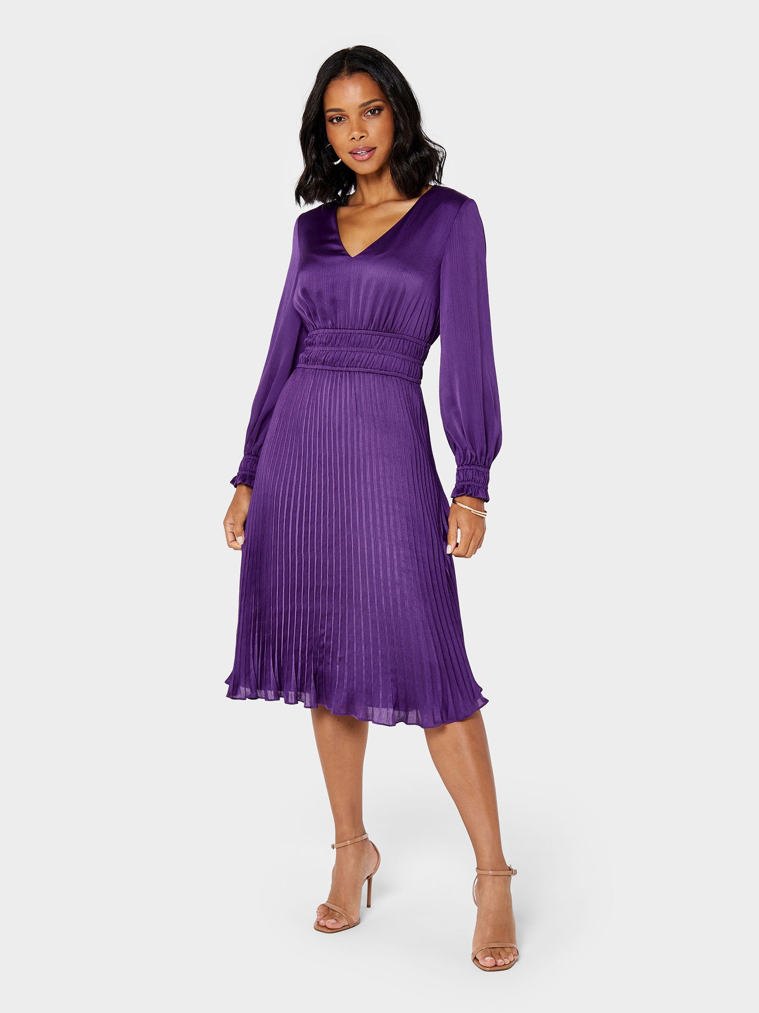 Petal Satin Pleated Dress | GWD Fashion