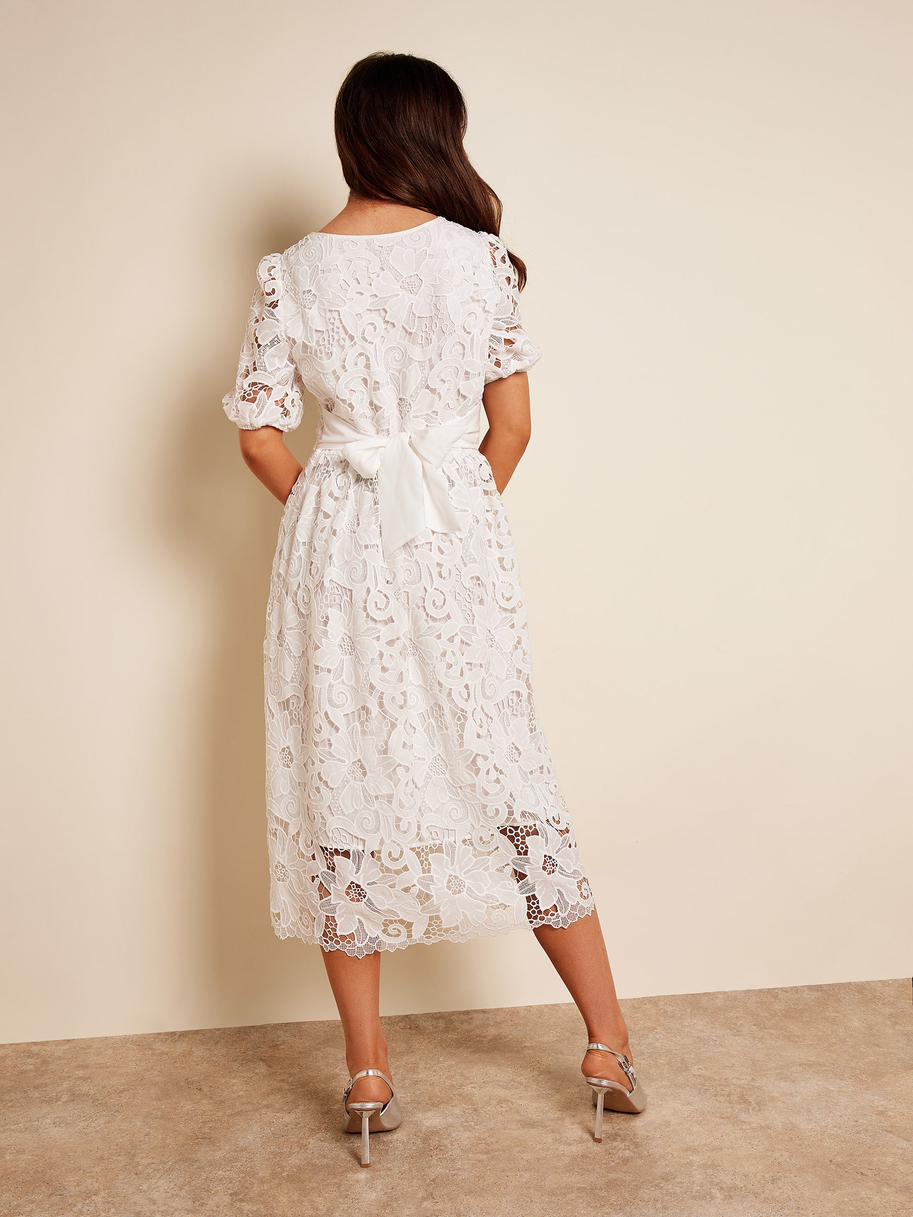 GWD Paola Lace White Midi Dress