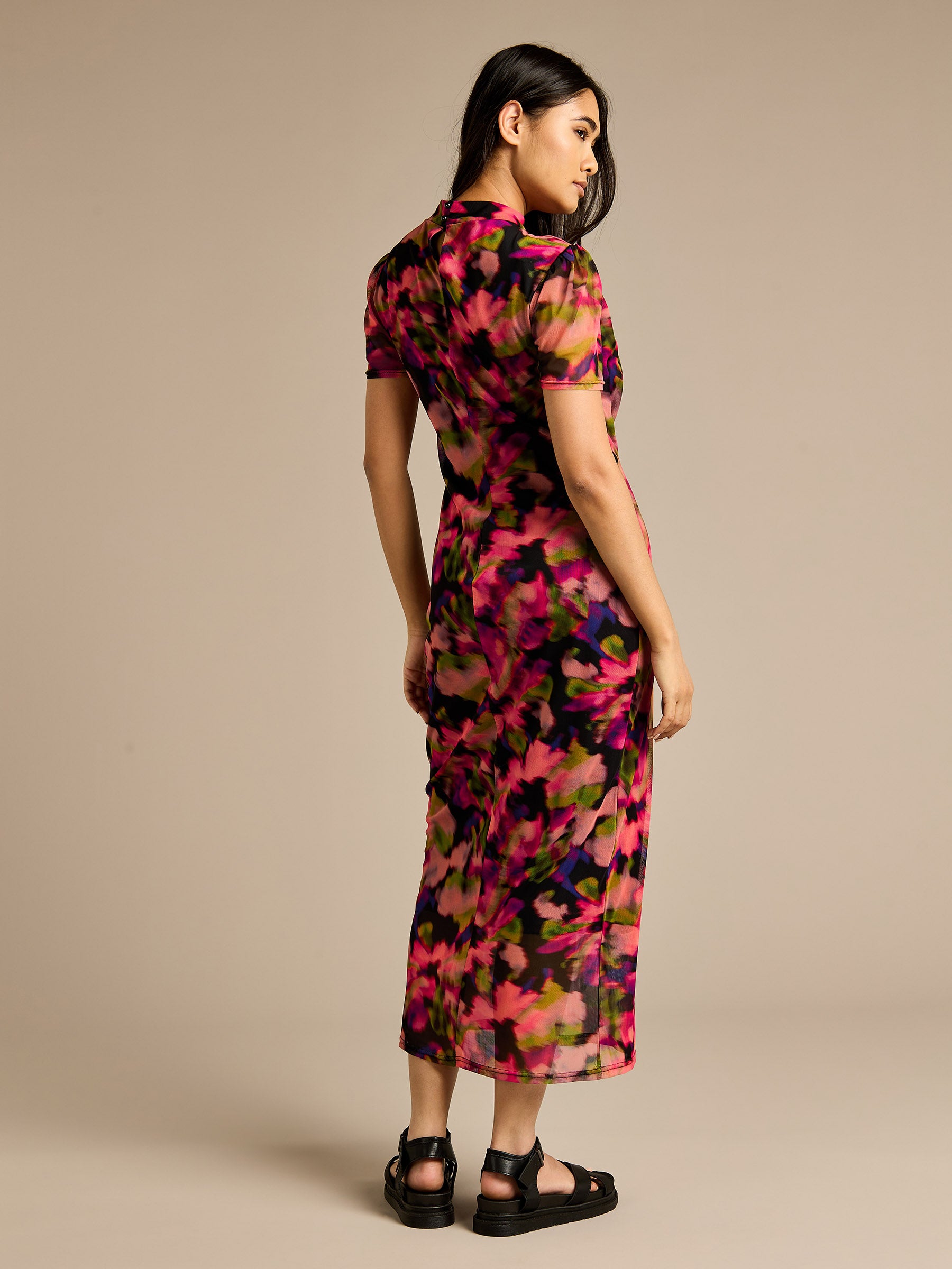 GWD Dani Print Mesh Midi Dress