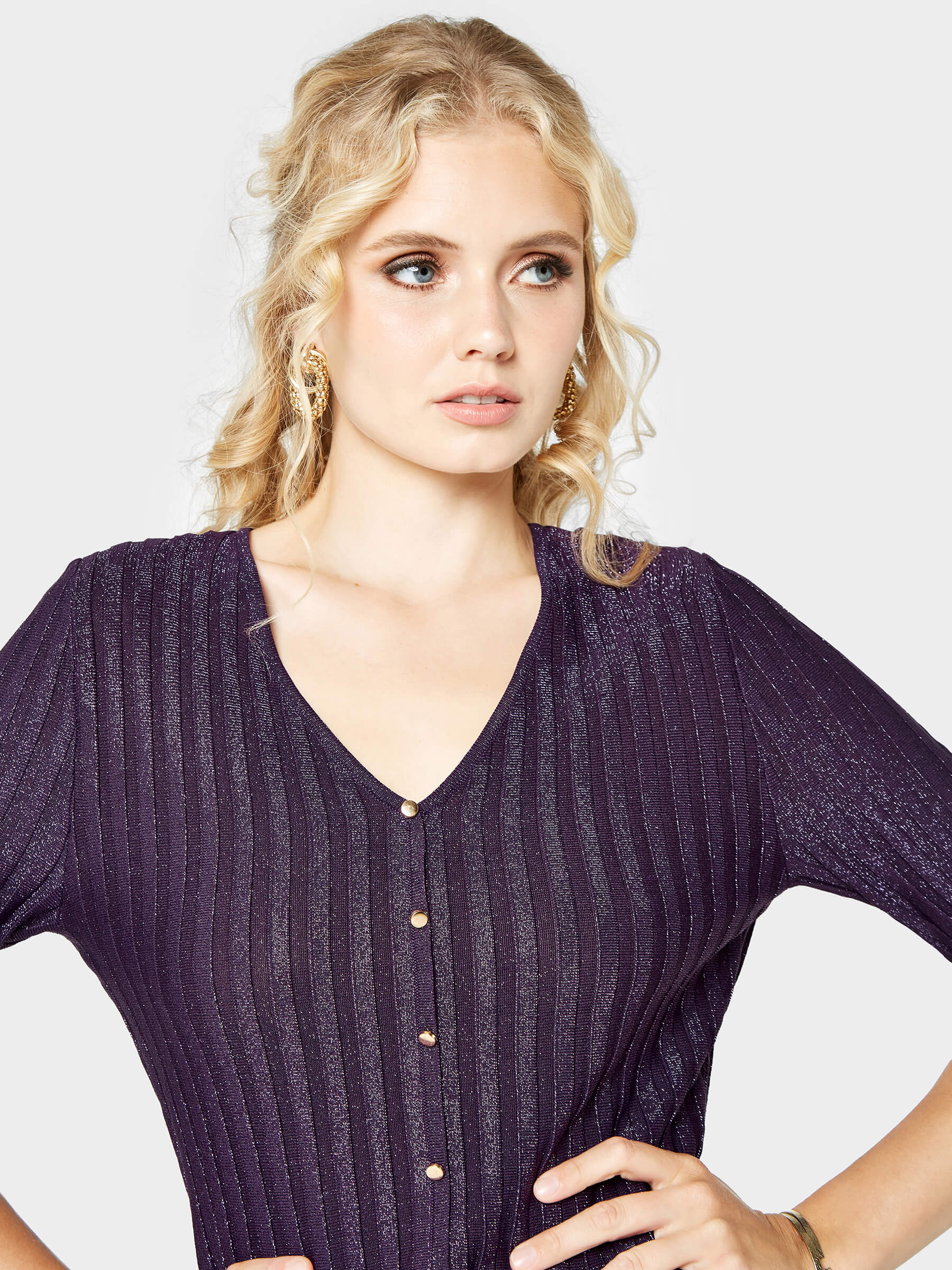 GWD Sadie Knitted Metallic Ribbed Top