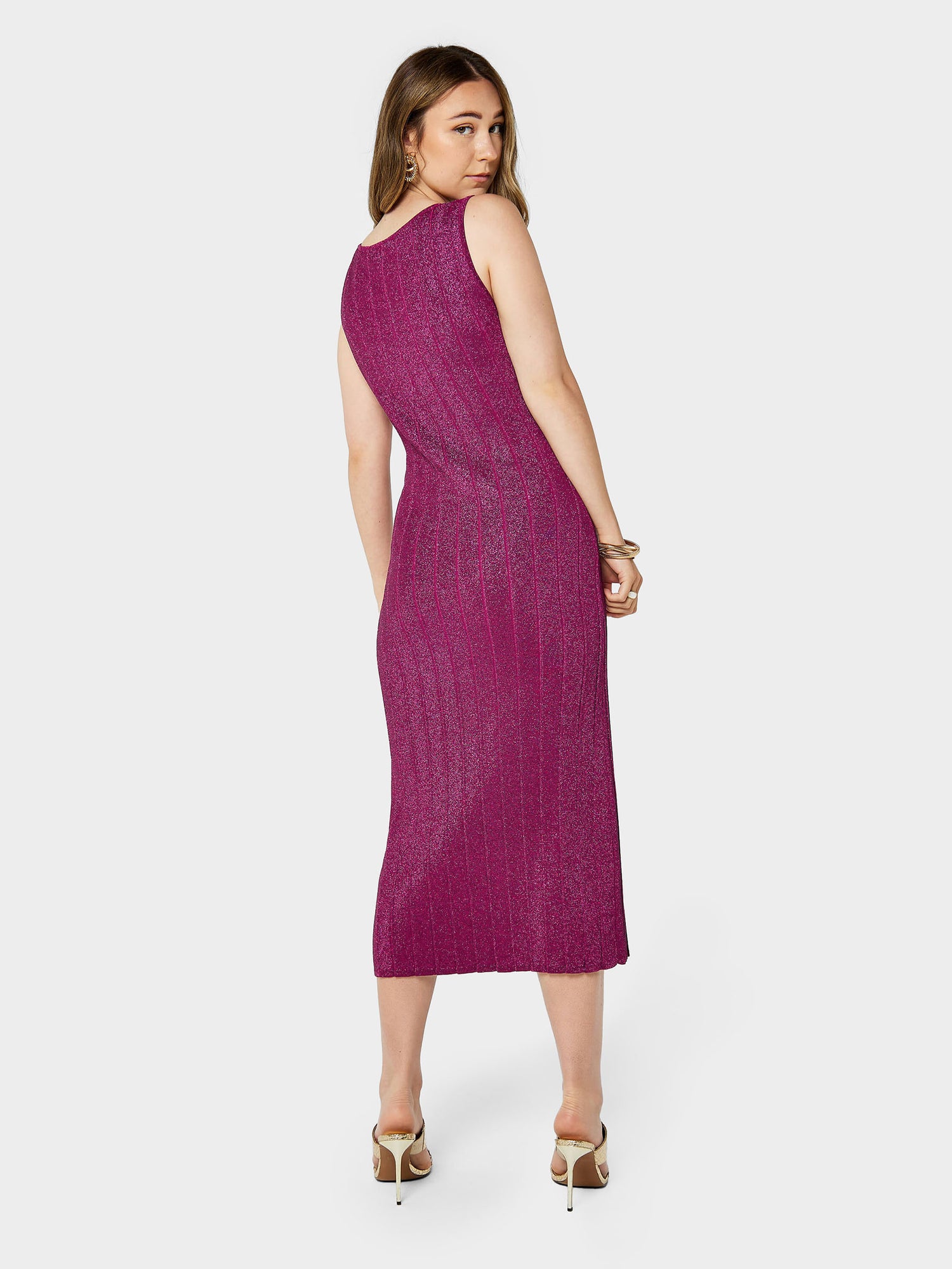 GWD Witney Sparkle Knitted Pink Midi Dress