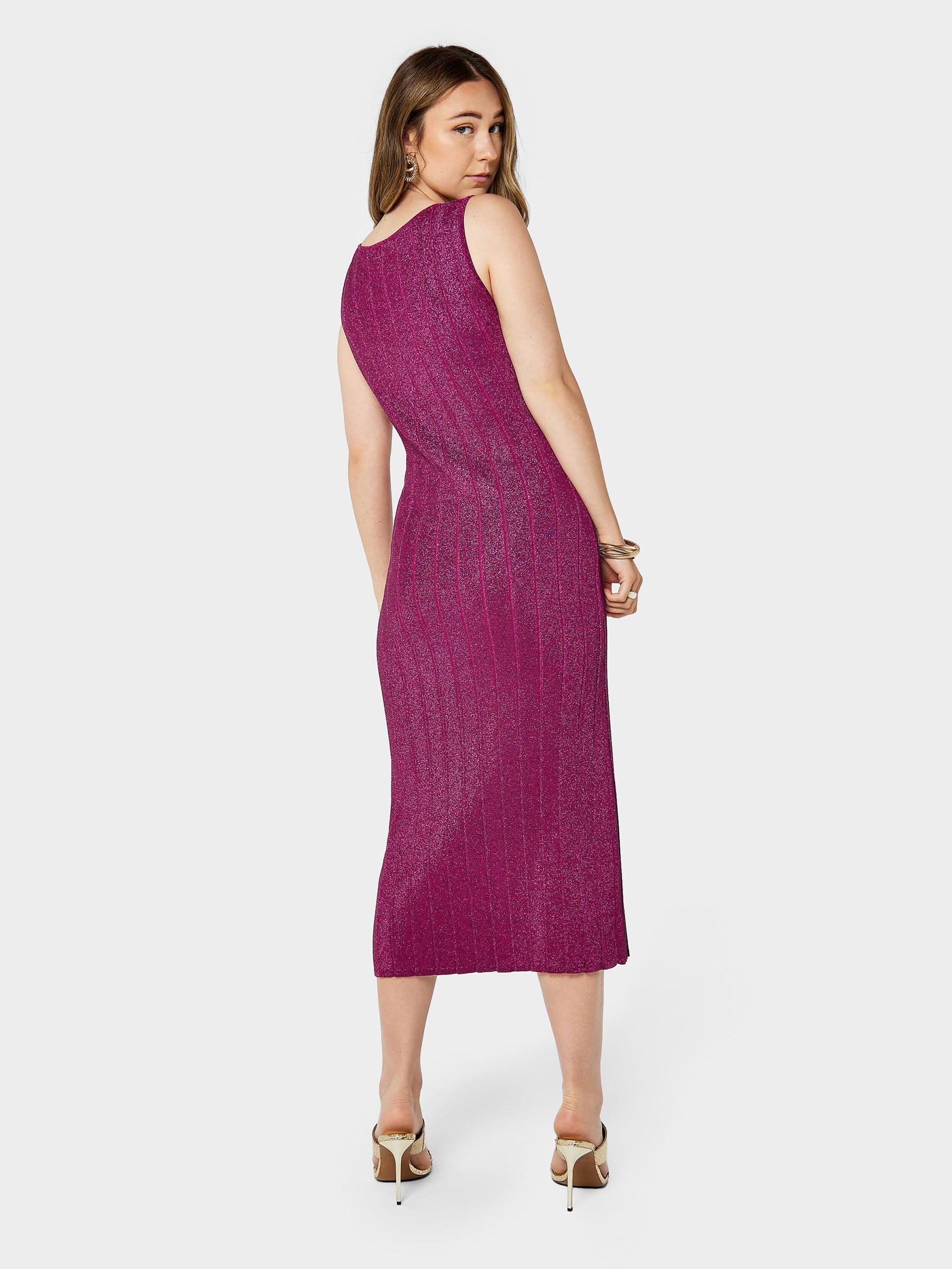 GWD Witney Sparkle Knitted Pink Midi Dress