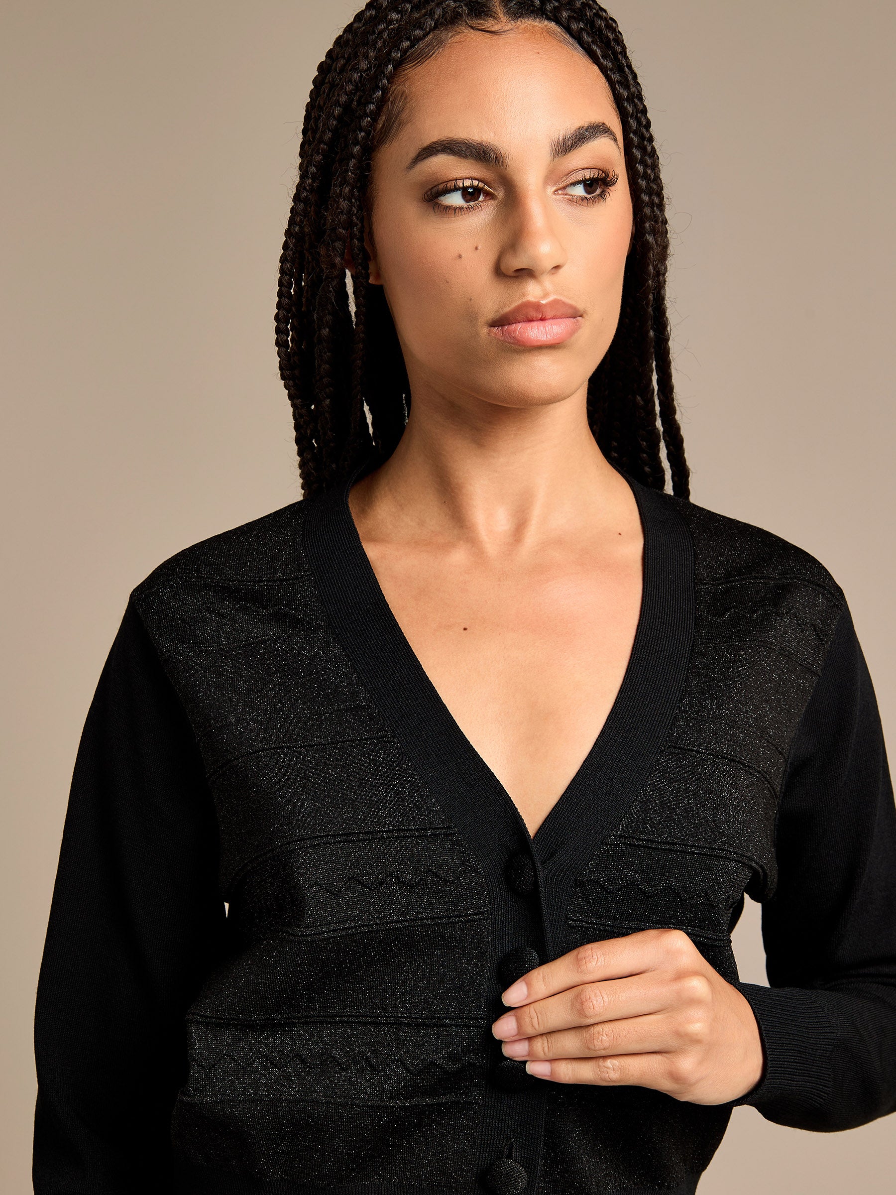 GWD Phyllis Sparkle Button Though Knitted Cardigan