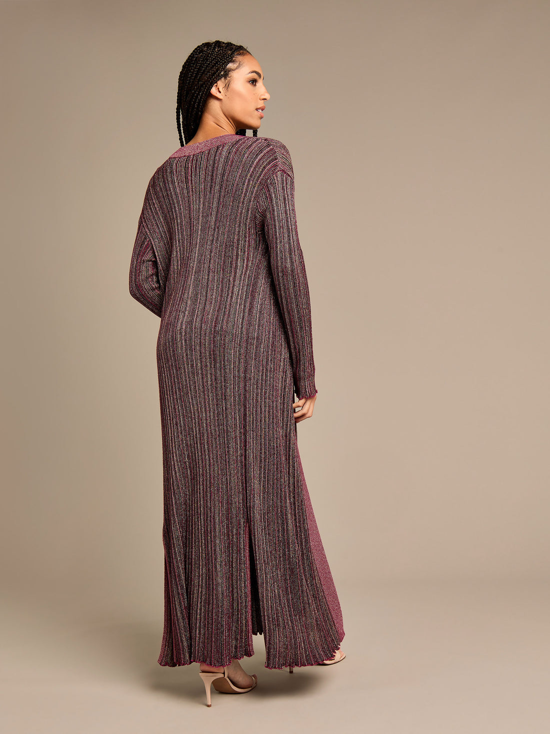 GWD Jessica Stripe Full Length Knitted Cardigan