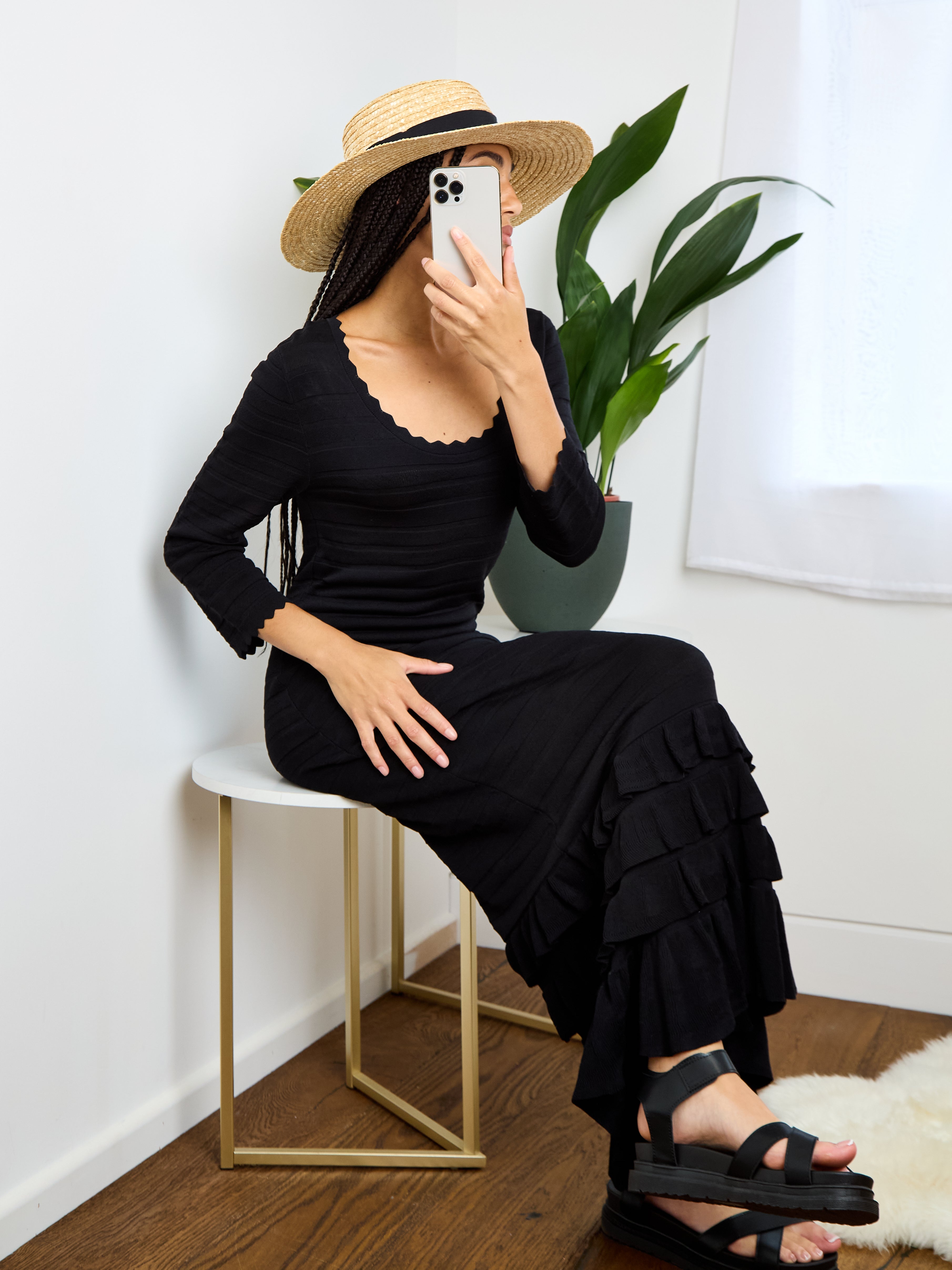 GWD Noah Ruffle Trim Knitted Dress