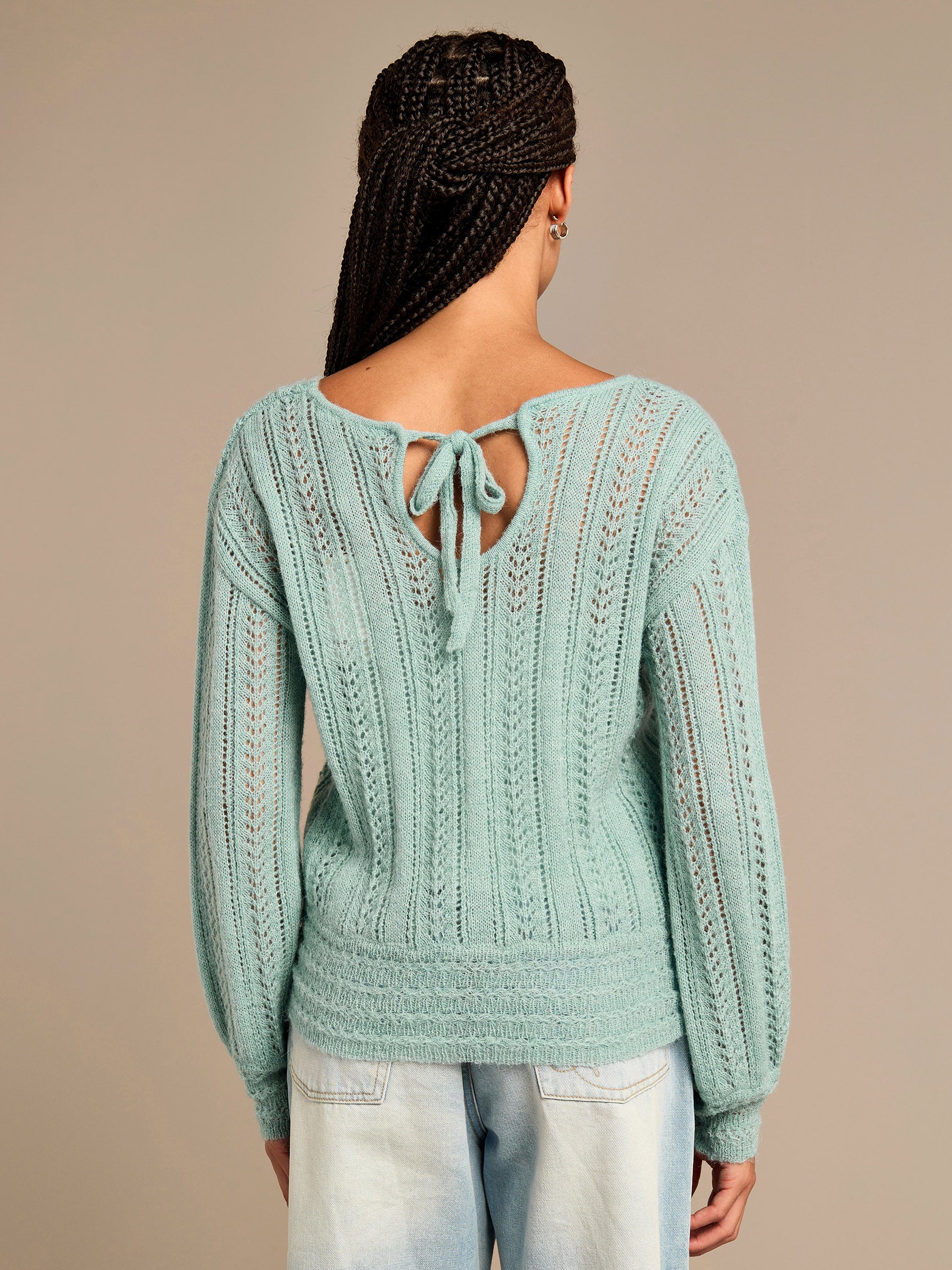 GWD Arla-Bailey Duck Egg Wool Knit Top