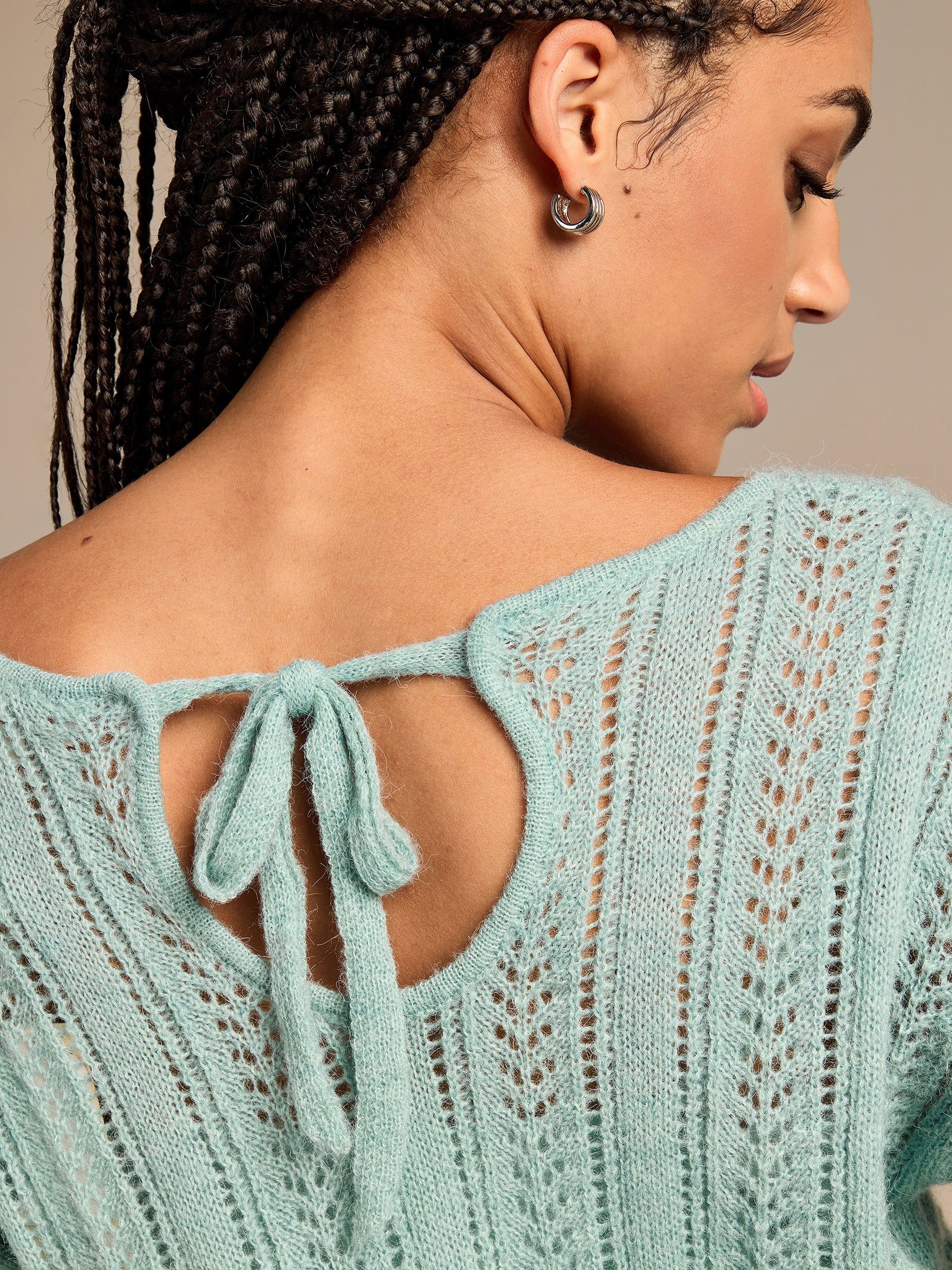 GWD Arla-Bailey Duck Egg Wool Knit Top