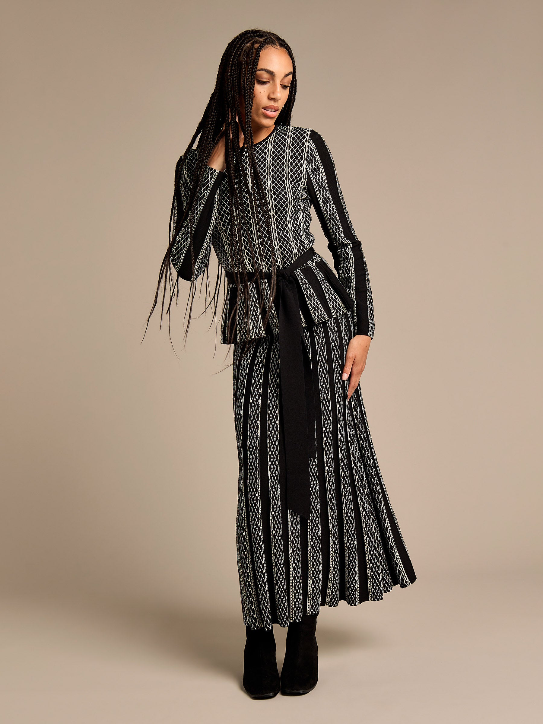 GWD Sienna Stripe Tie Waist Knitted Top