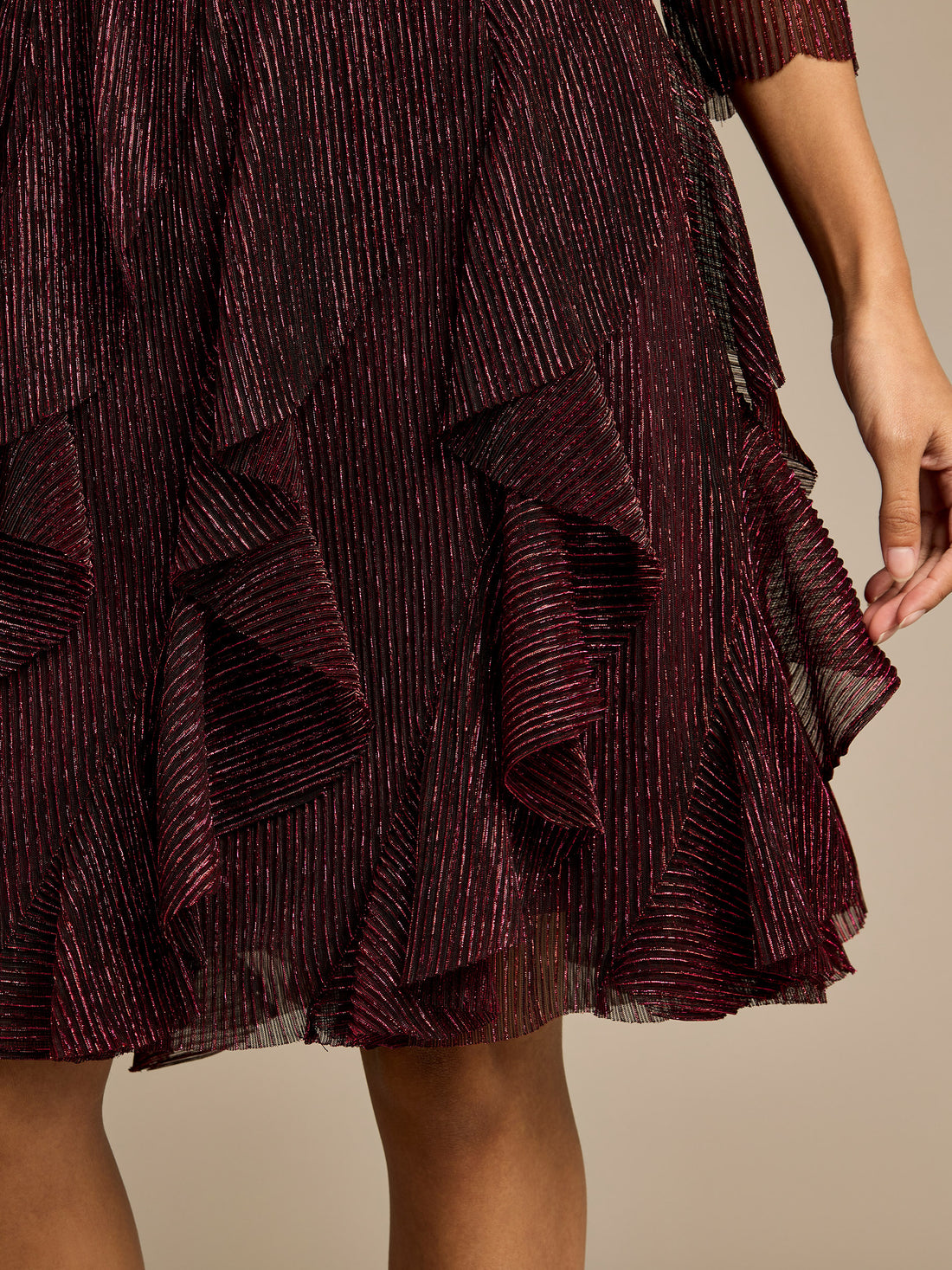 GWD Emory Metallic Sparkle Frill Knee Length Dress