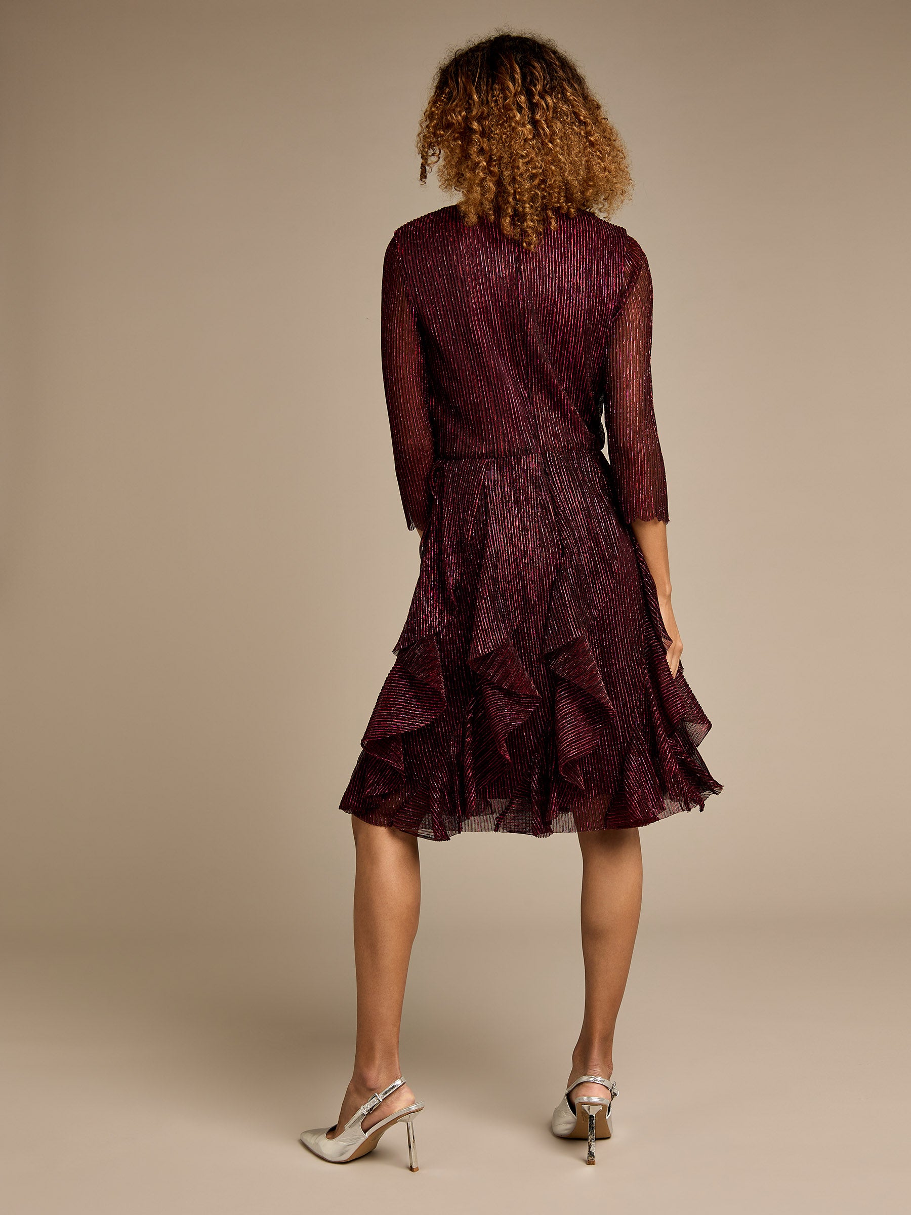 GWD Emory Metallic Sparkle Frill Knee Length Dress