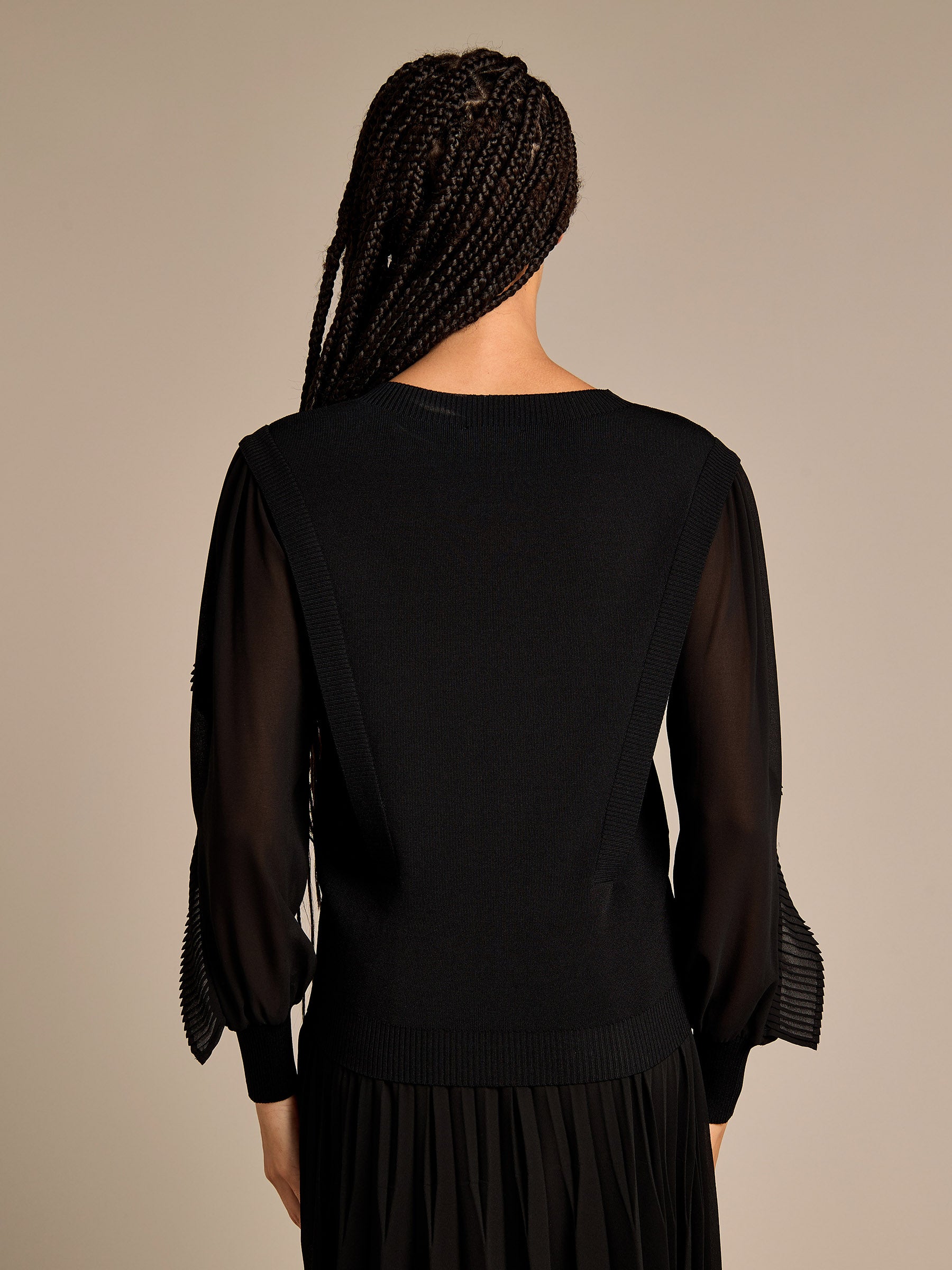 GWD Tammy Ruffle Chiffon Sleeve Knitted Top