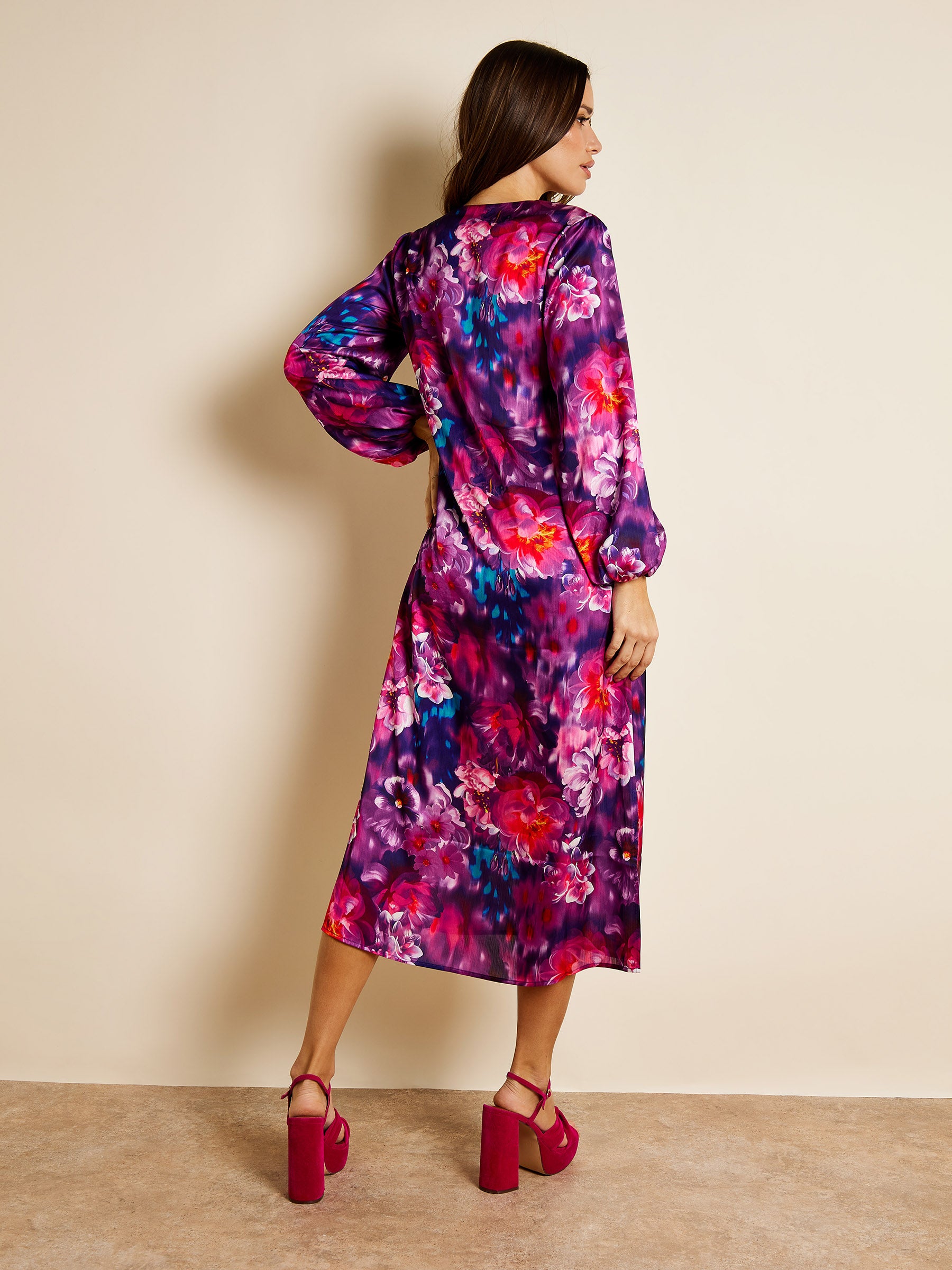 GWD Mila Floral Print Midi length Satin Kaftan