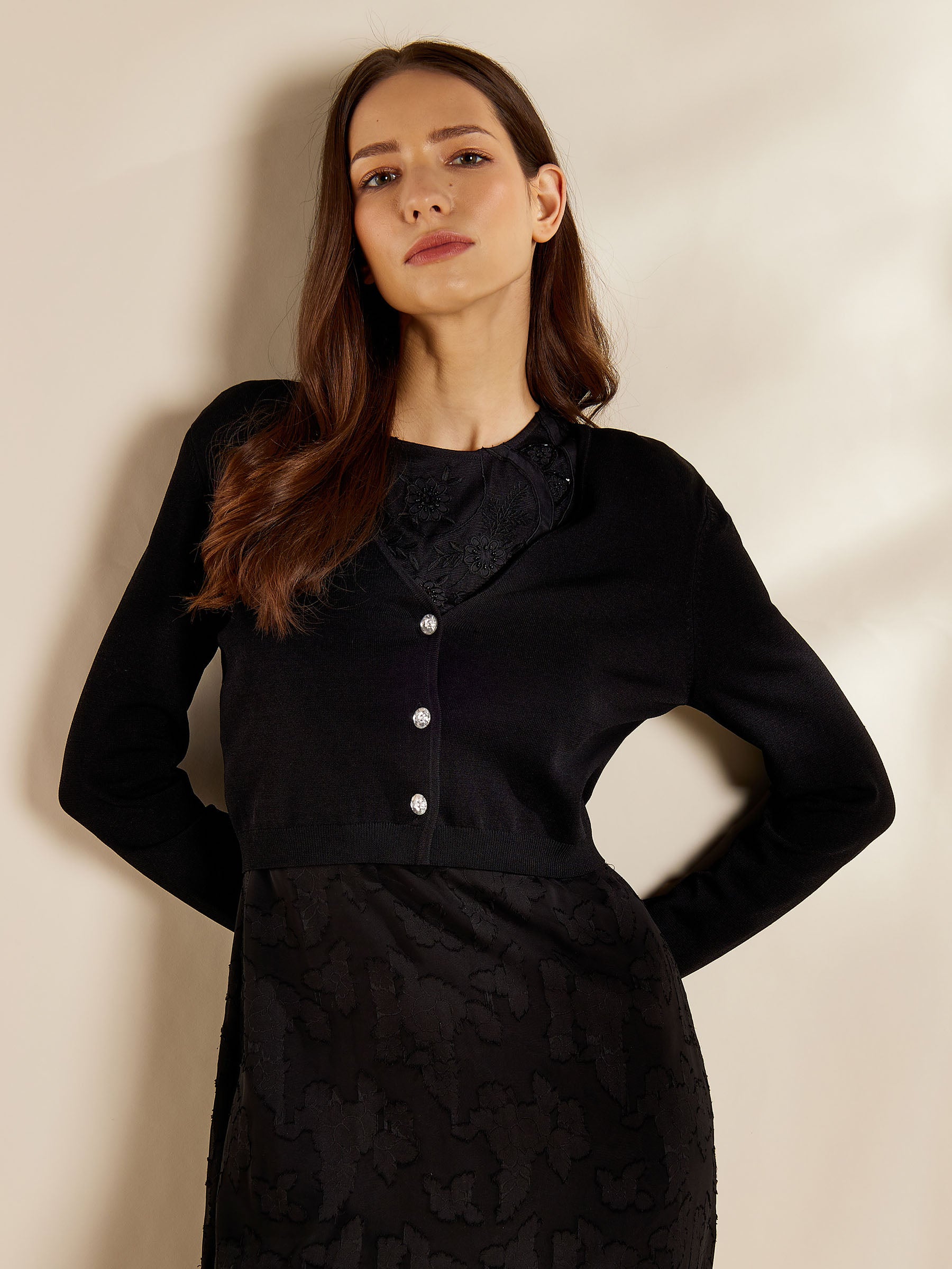 GWD Jewel Cropped Knitted Cardigan