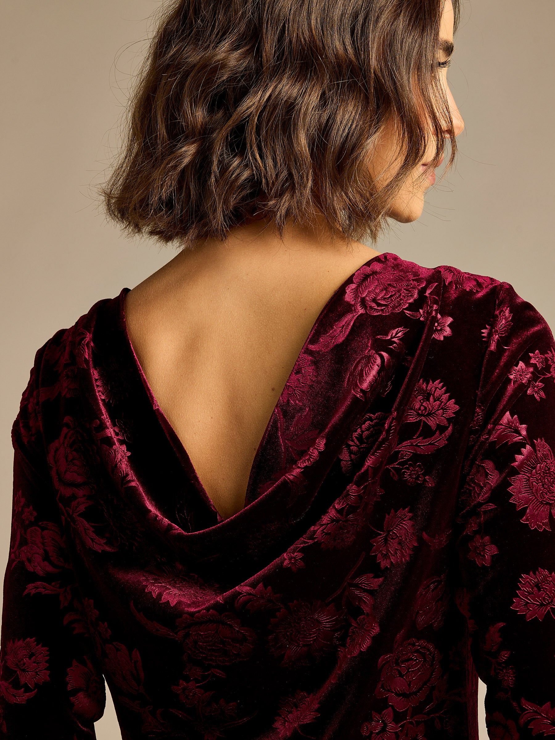 GWD Hilda Burgundy Floral Velvet Maxi Dress