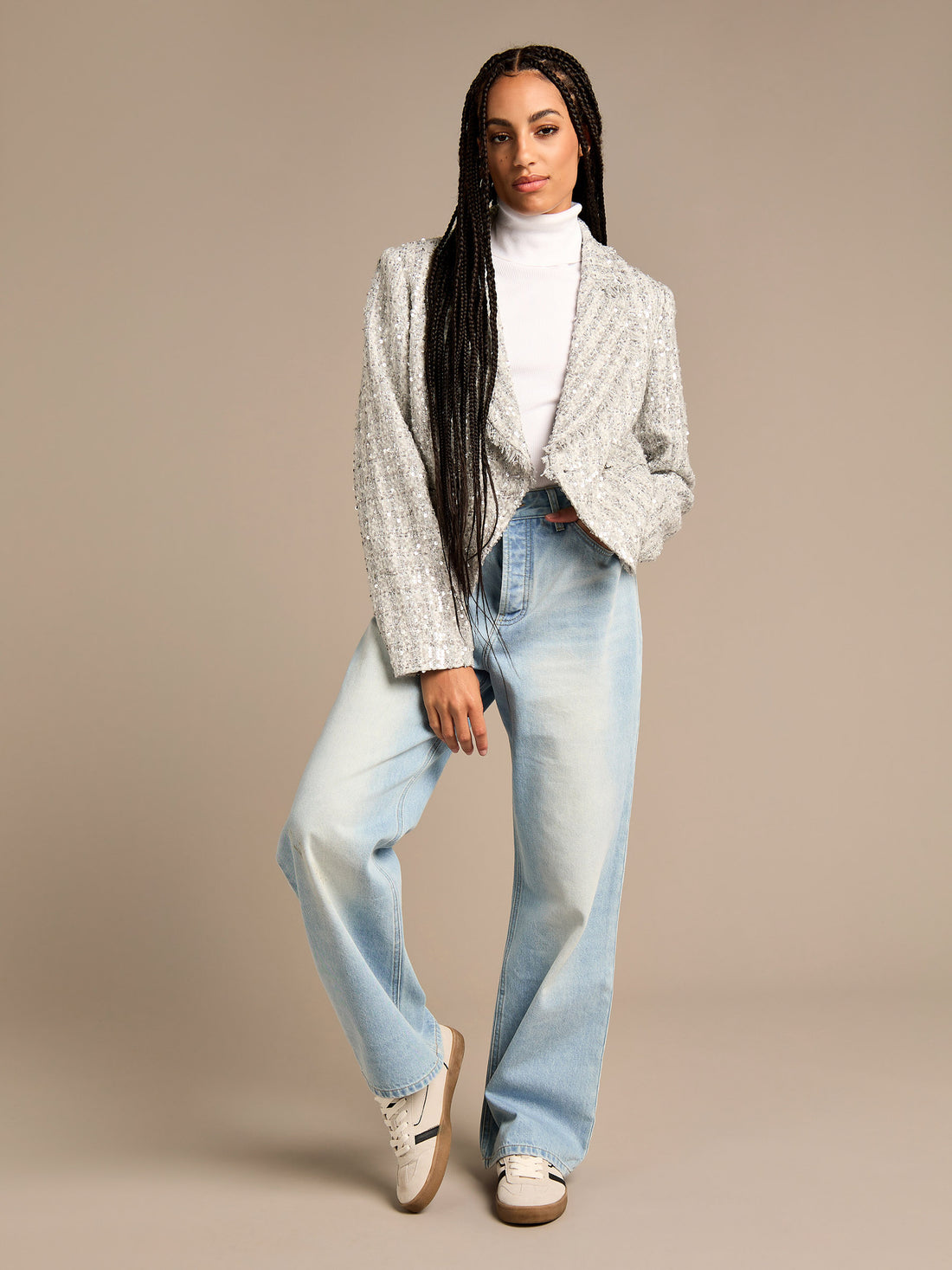 GWD Olivia Silver Sequin Boucle Blazer