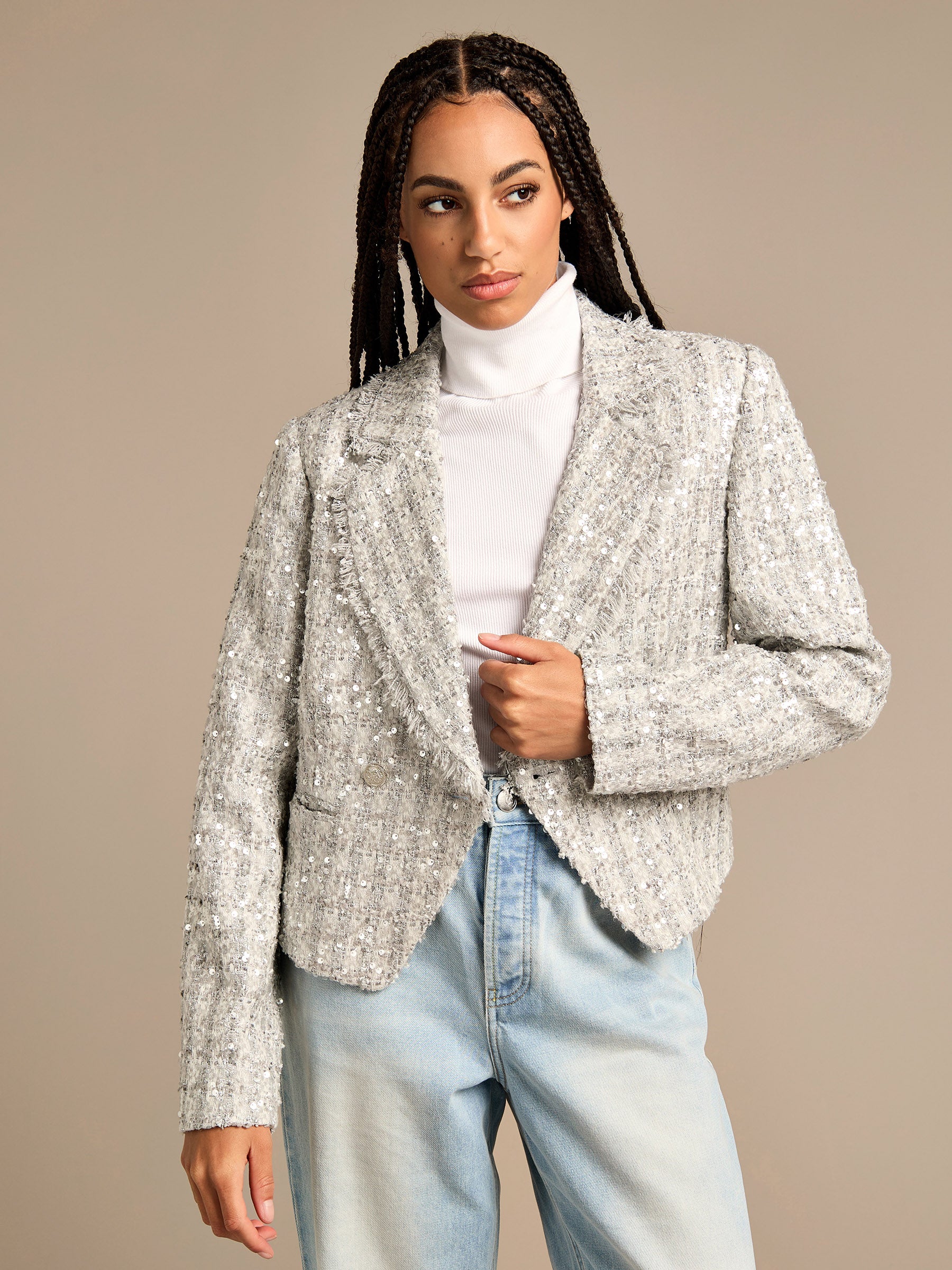 GWD Olivia Silver Sequin Boucle Blazer