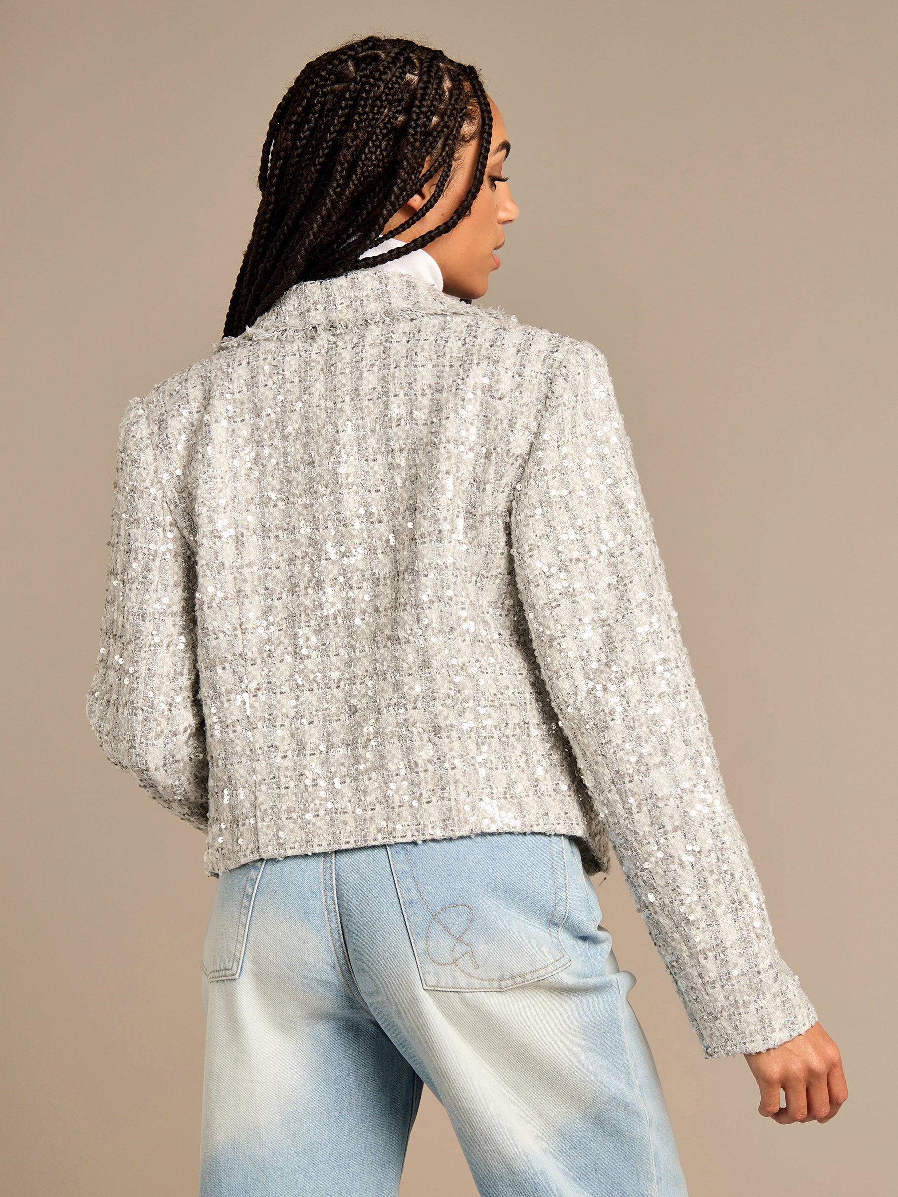 GWD Olivia Silver Sequin Boucle Blazer