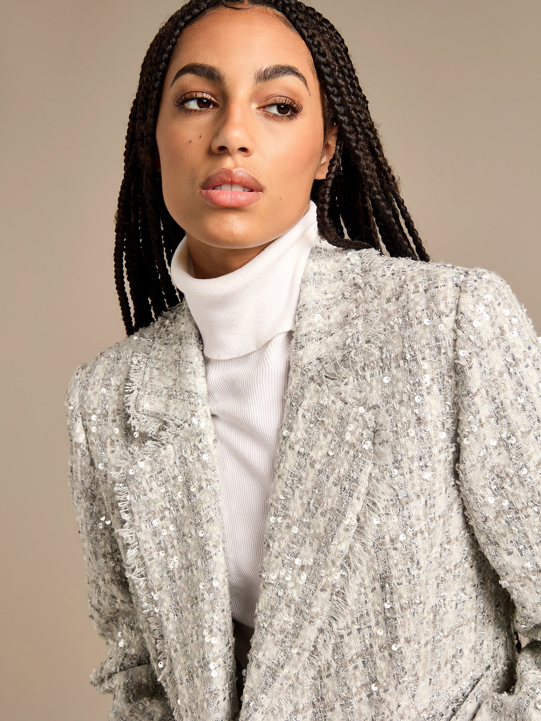GWD Olivia Silver Sequin Boucle Blazer