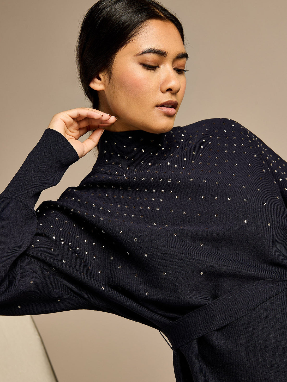 GWD Sparkle Iris Knitted Navy Top