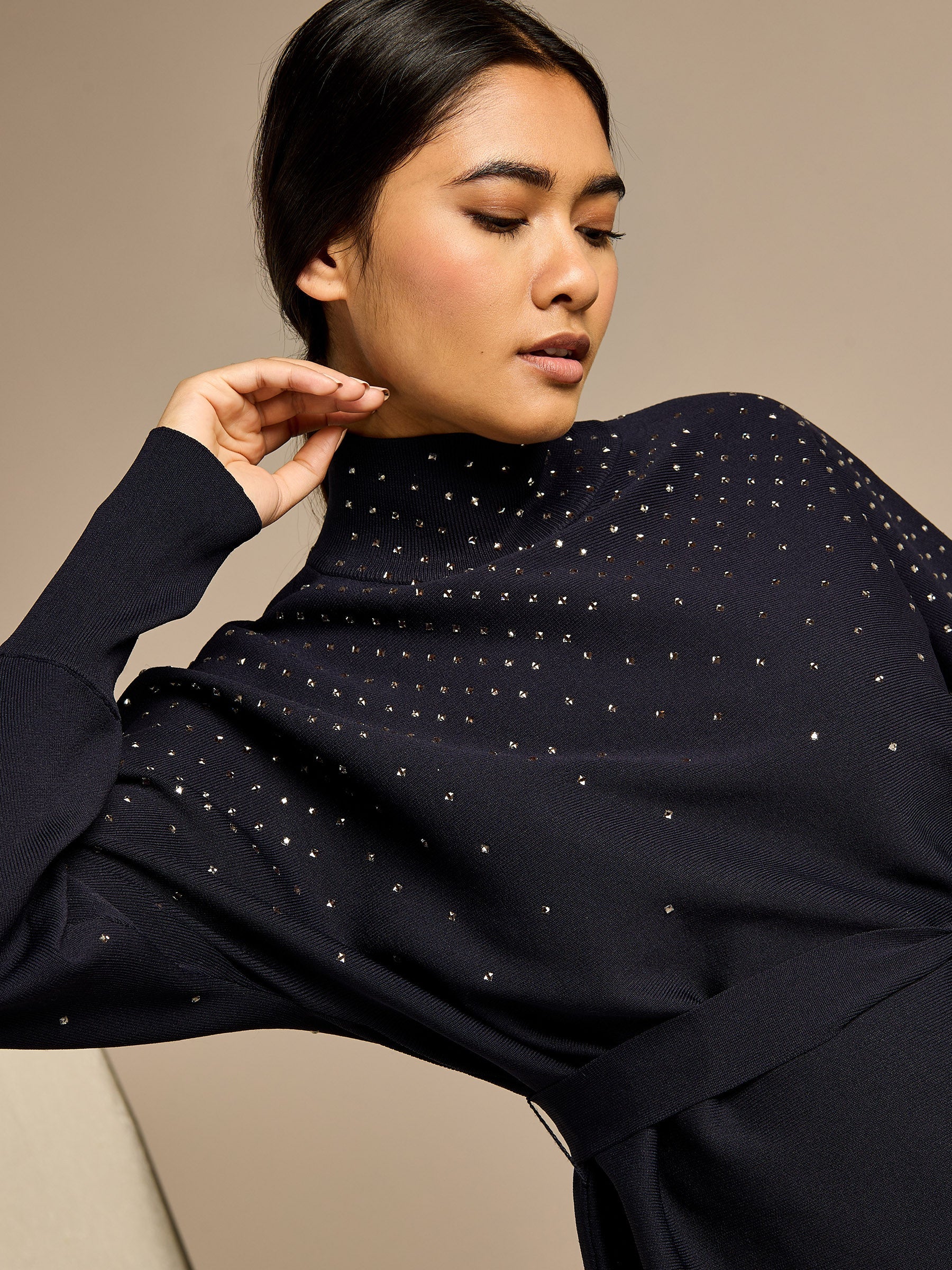 GWD Sparkle Iris Knitted Navy Top