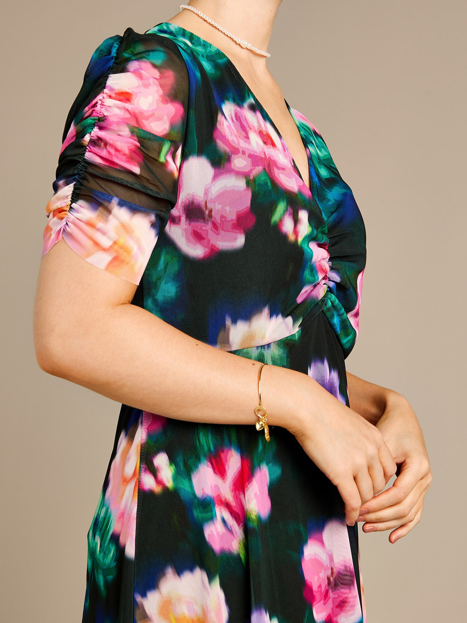 GWD Anna Floral Print Mesh Maxi Dress