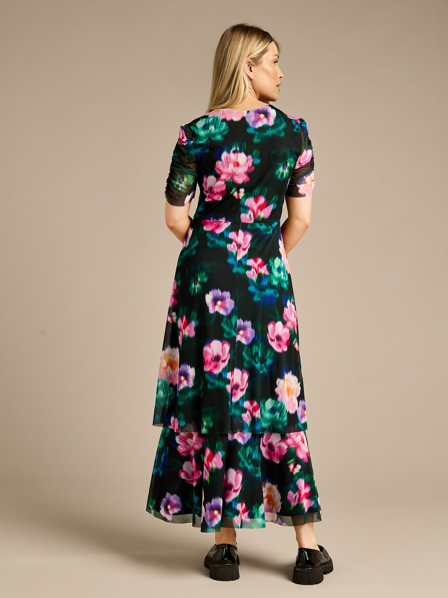 GWD Anna Floral Print Mesh Maxi Dress