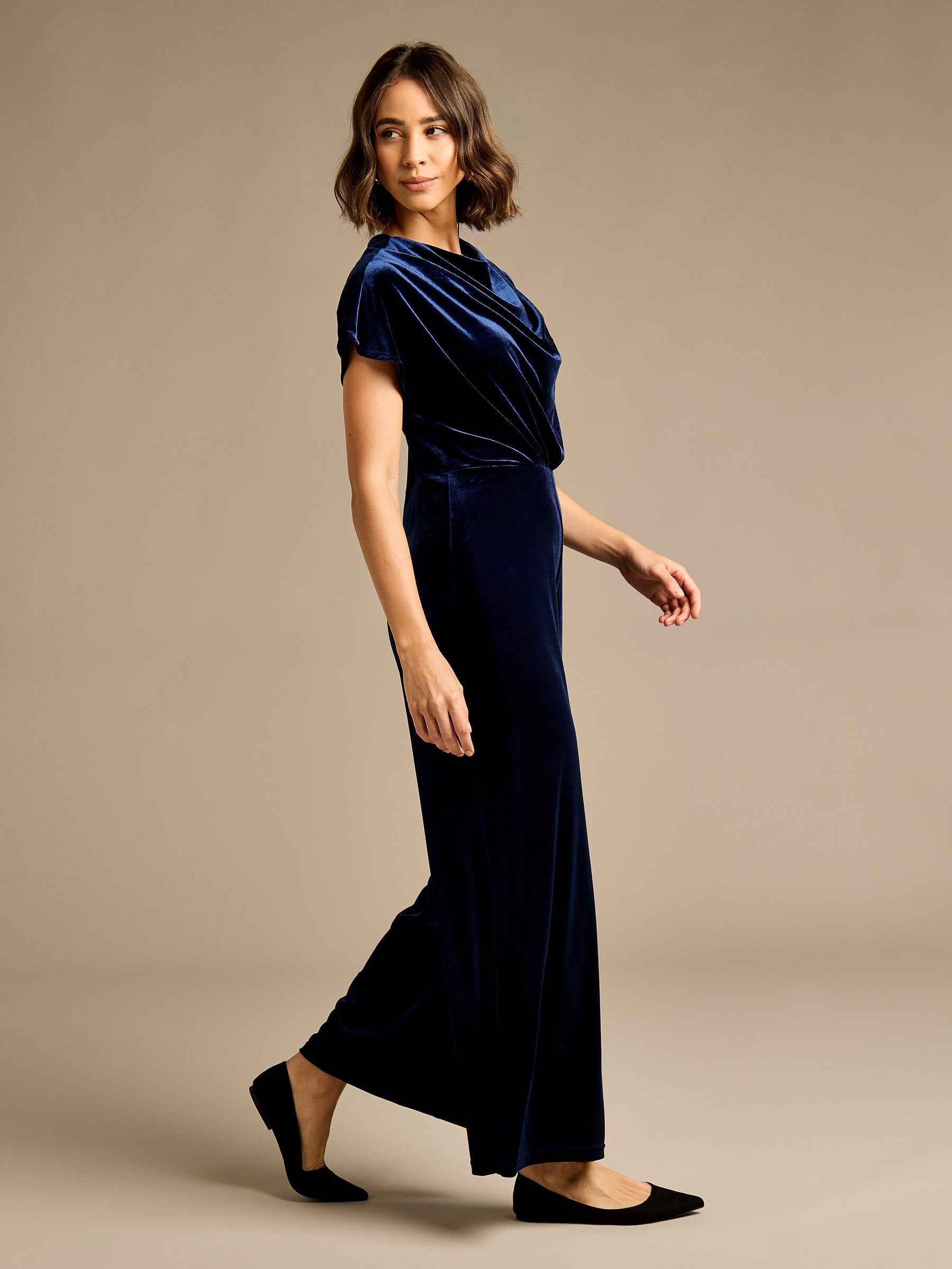 GWD Linda Navy Velvet Jumpsuit