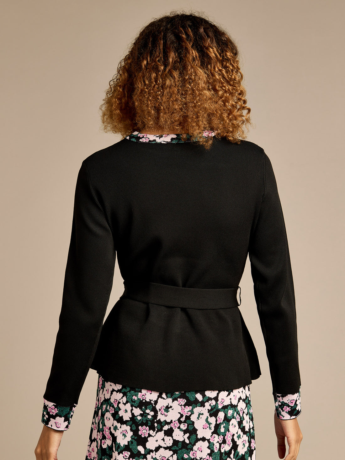 GWD Henrietta Black Floral Trim Jacquard Top