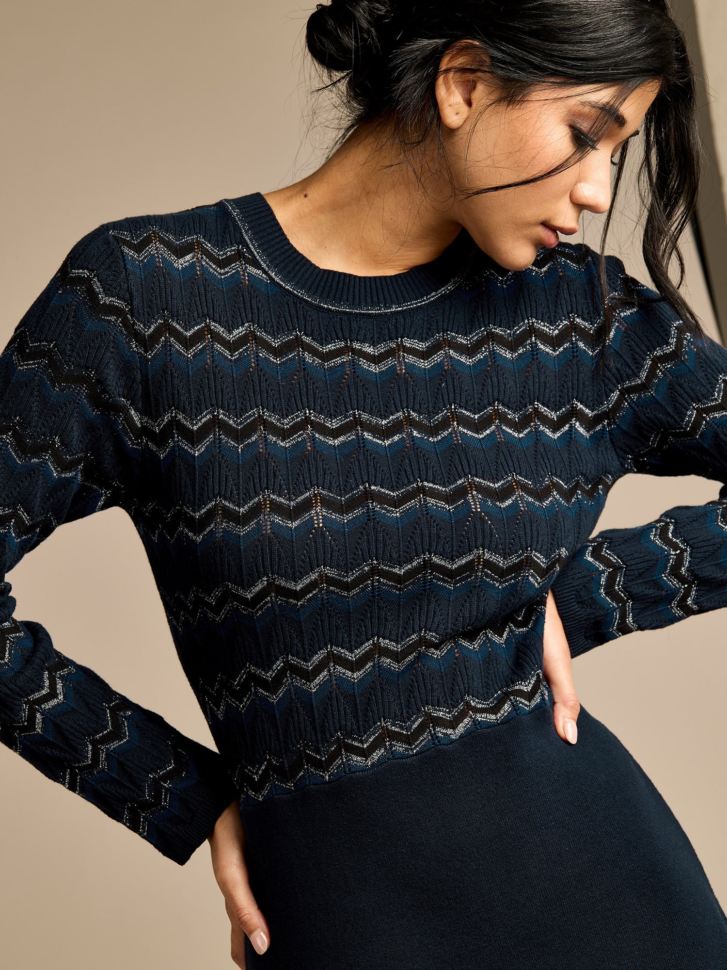 GWD Mia Navy Knitted Midi Dress