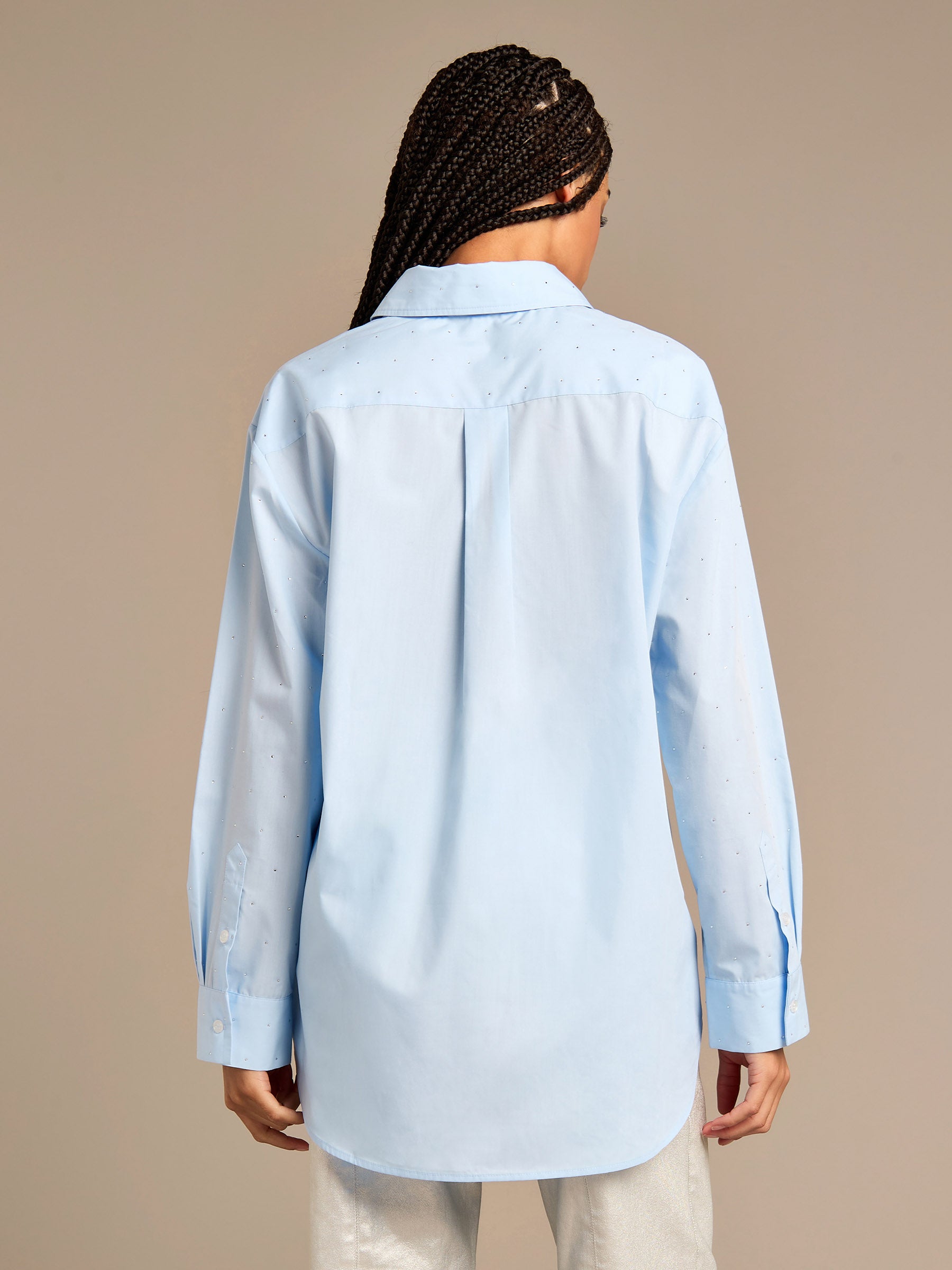 GWD Sparkle Pale Blue Poppy Woven Shirt