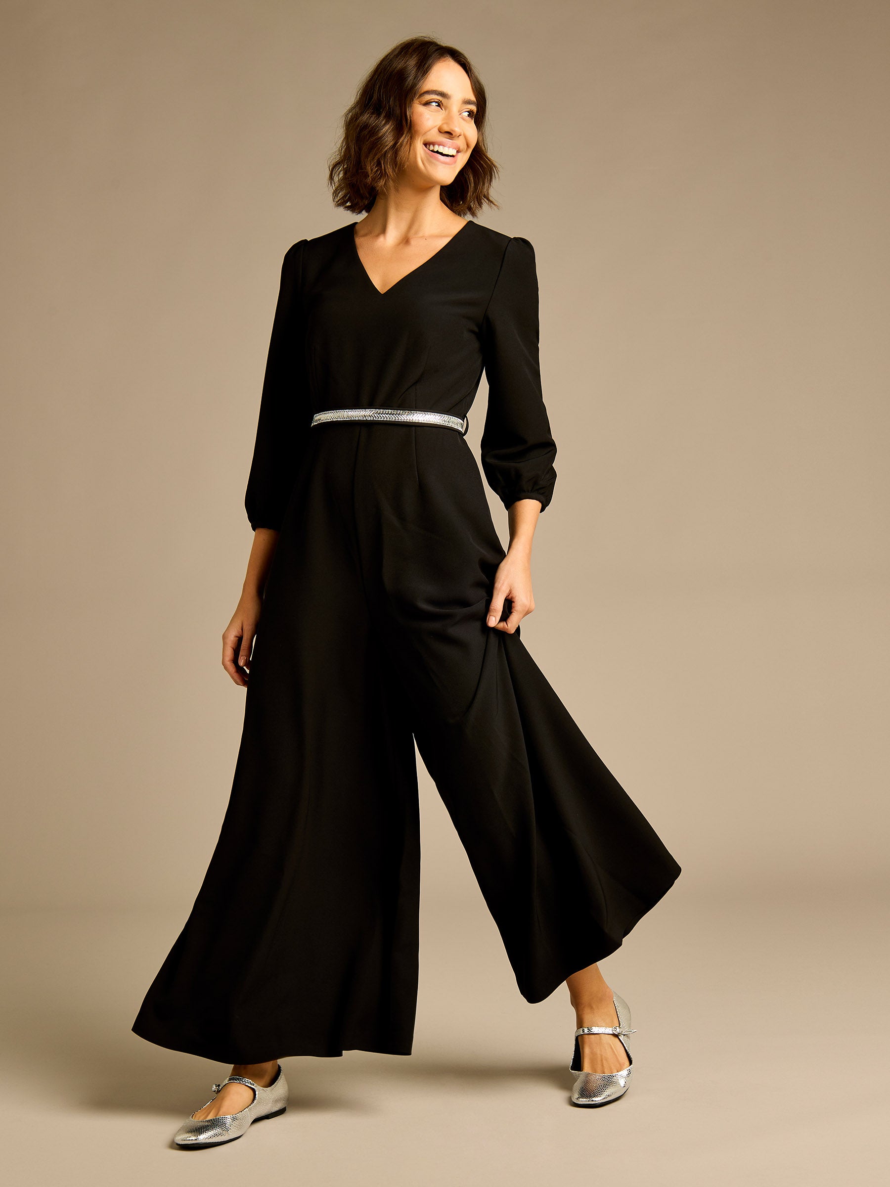 GWD Laura Black Palazzo Leg Jumpsuit