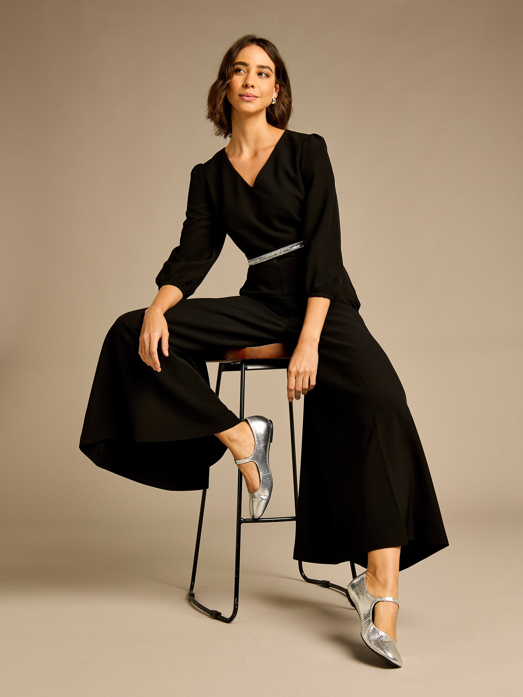 GWD Laura Black Palazzo Leg Jumpsuit