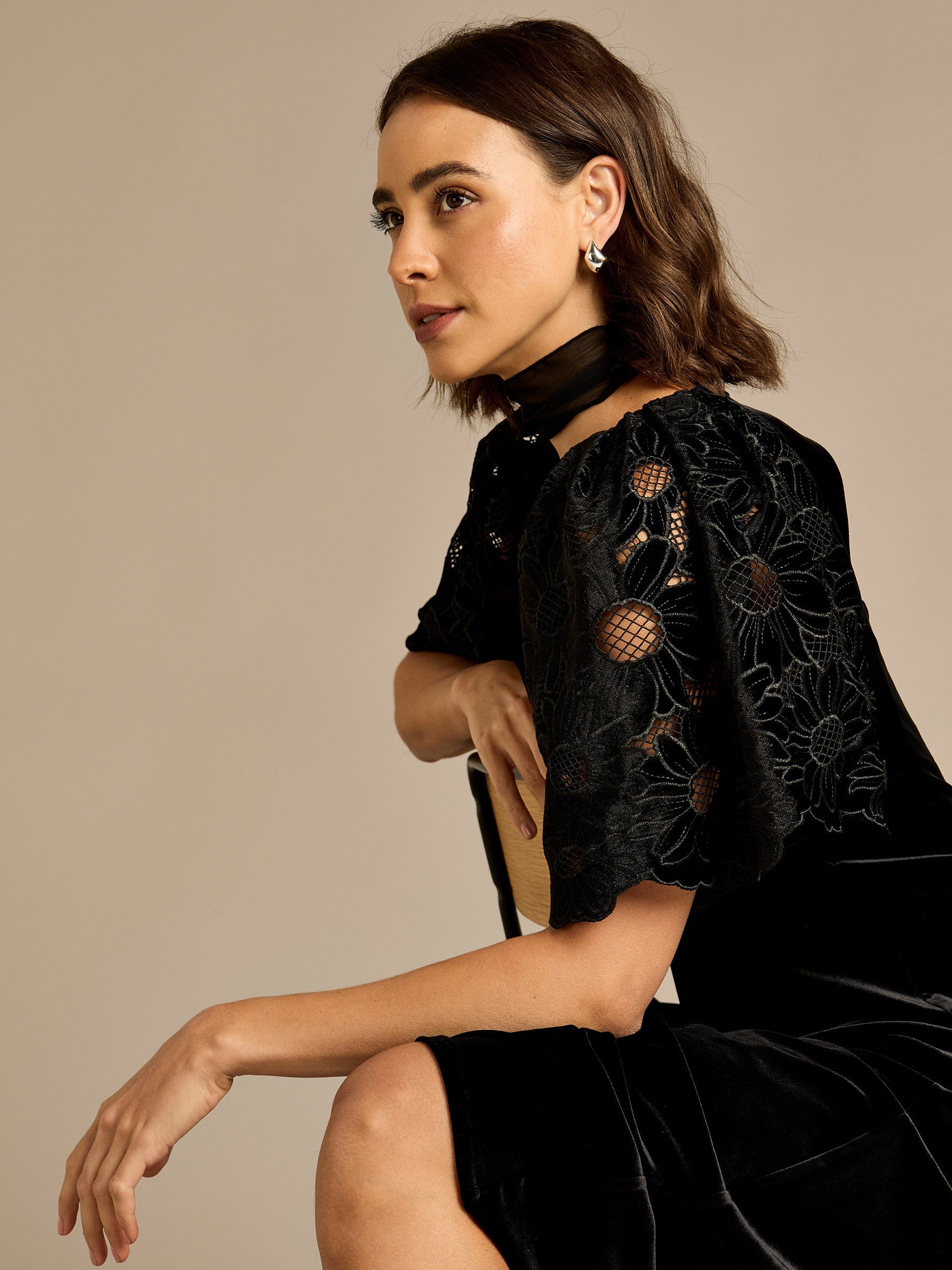 GWD Cecily Embroidered Velvet Maxi Dress