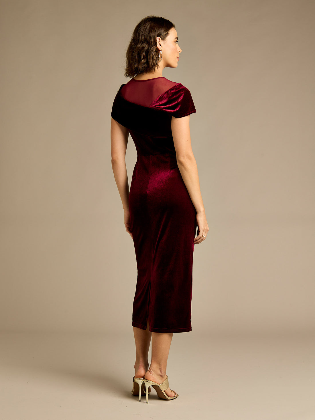 GWD Loveday Burgundy Velvet Off Shoulder Dress