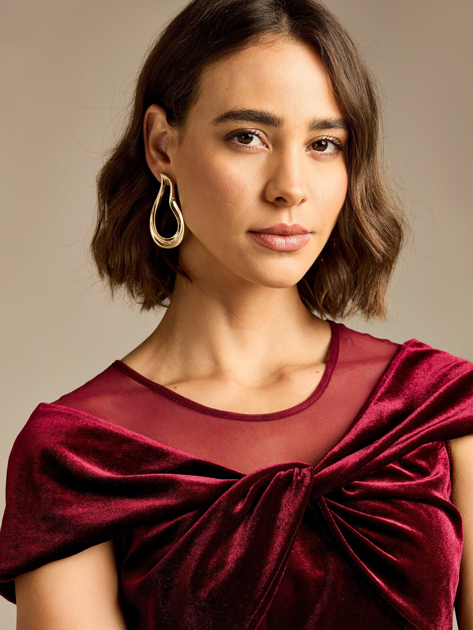 GWD Loveday Burgundy Velvet Off Shoulder Dress