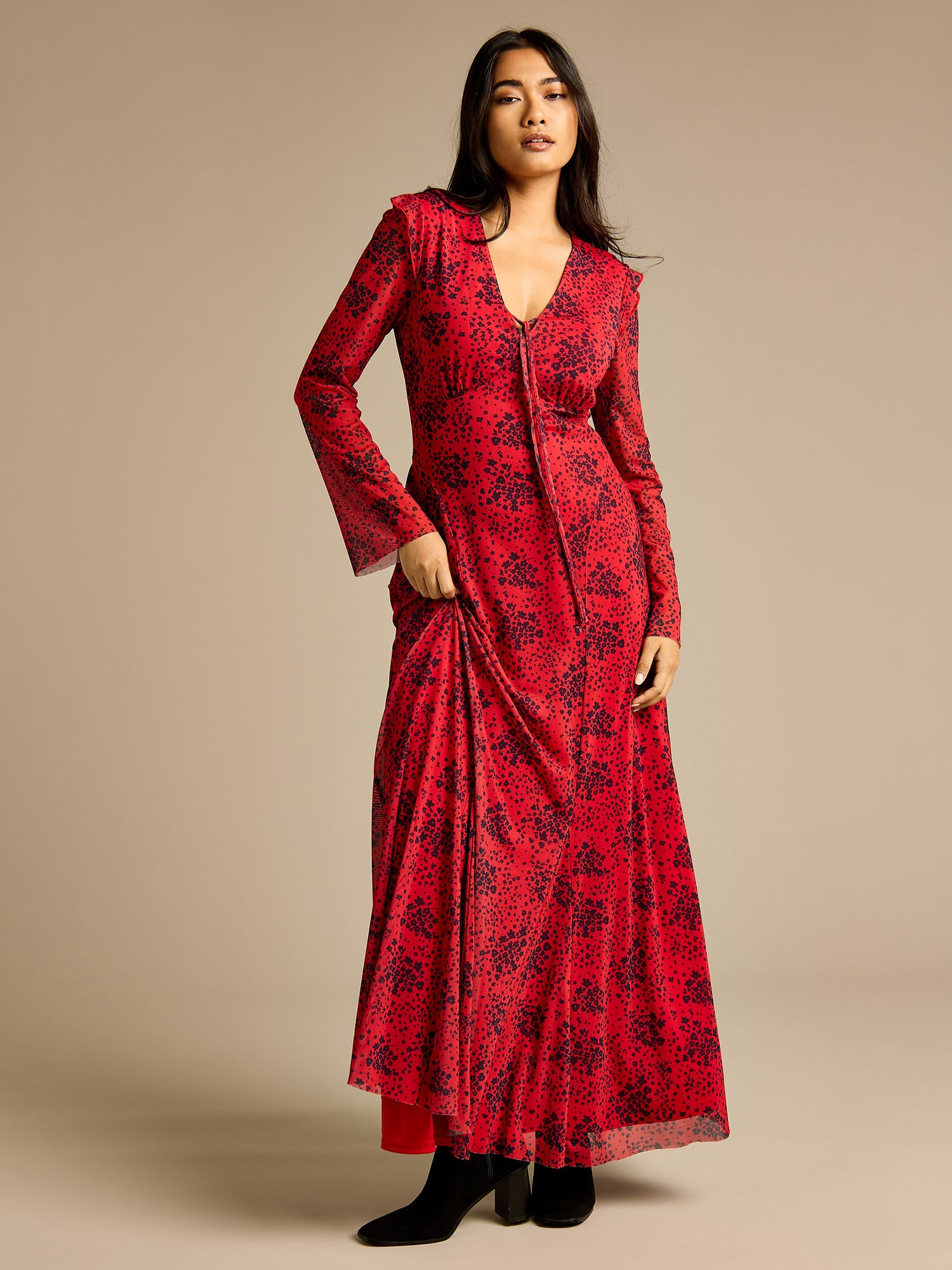 GWD Gracie Red Ditsy Print Dress