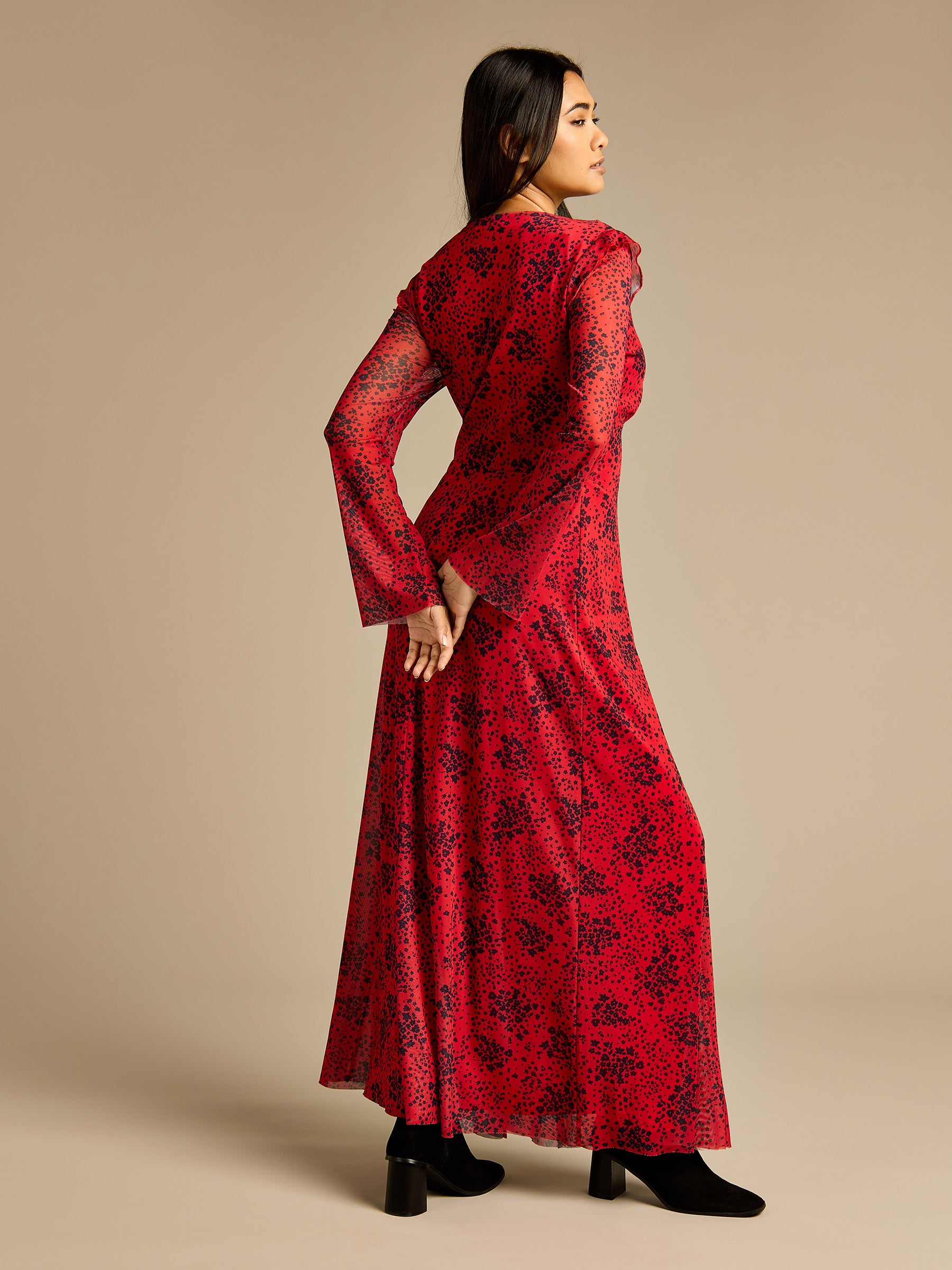 GWD Gracie Red Ditsy Print Dress