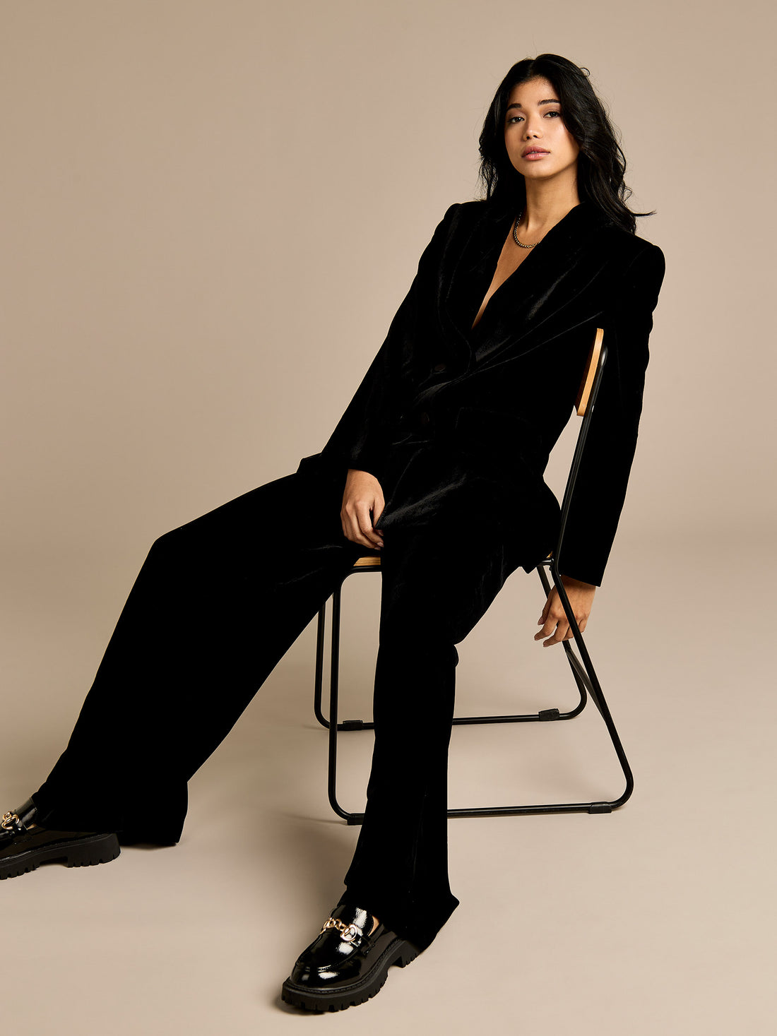 Maia Black Velvet Blazer | GWD Clothing