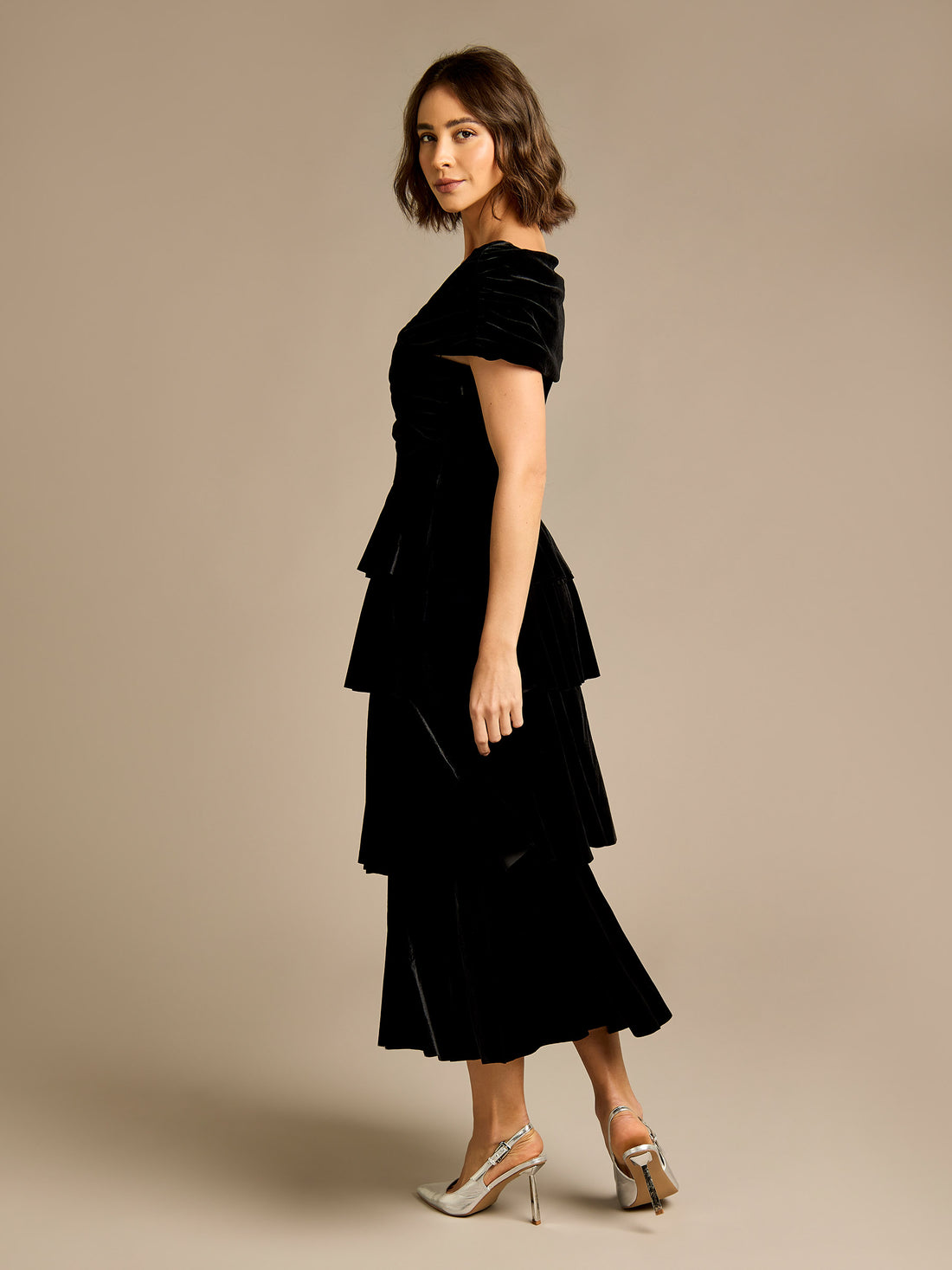 GWD Darcy Black Velvet Off Shoulder Dress