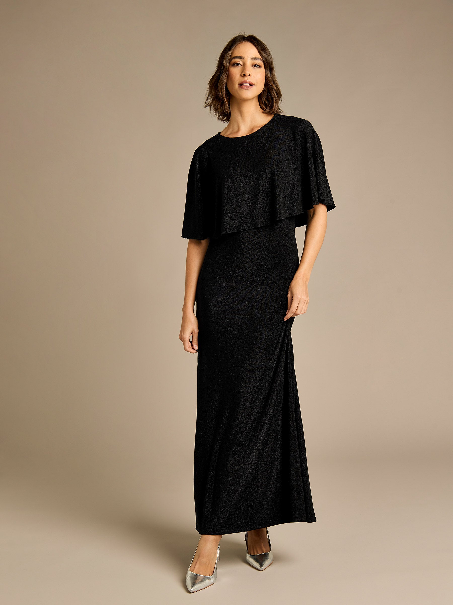 GWD Rachel Black Sparkle Jersey Maxi Dress