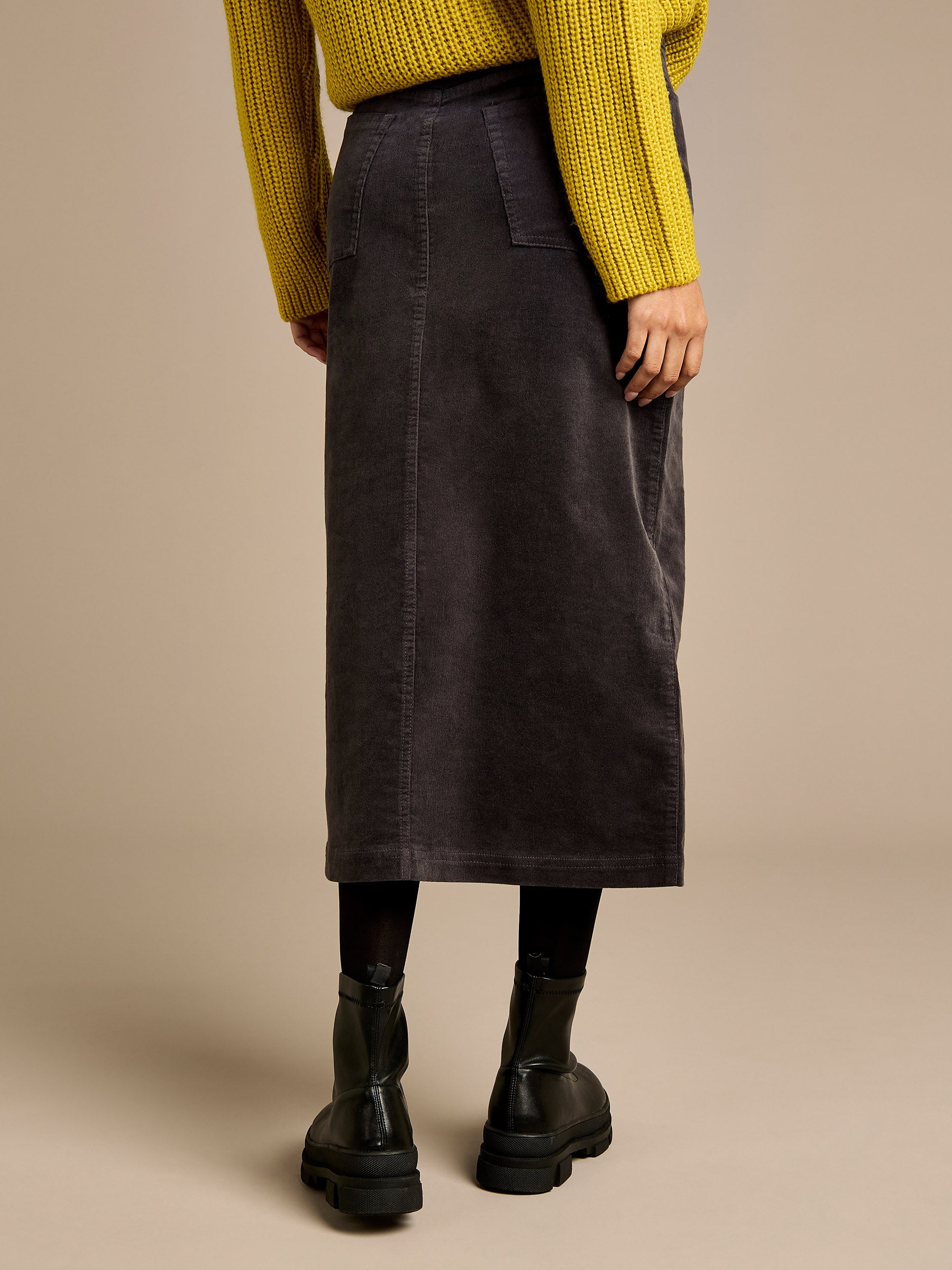 GWD Danica Charcoal Cord Midi Skirt