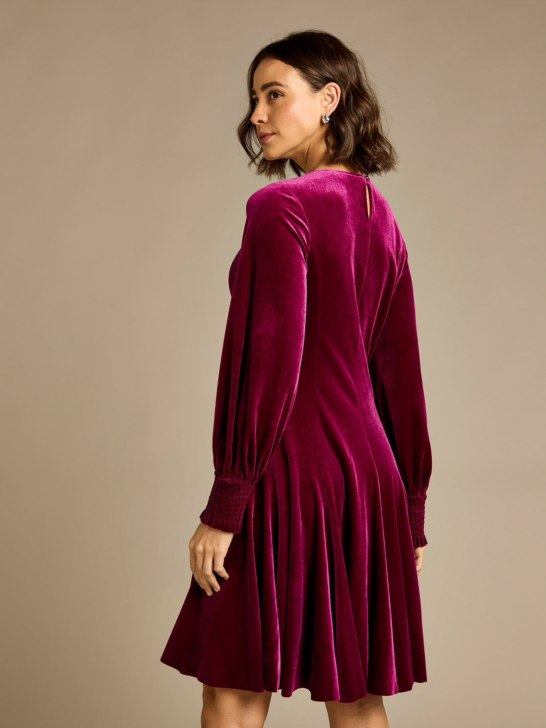 GWD Velvet Pink V-Neck Ashlee Mini Dress