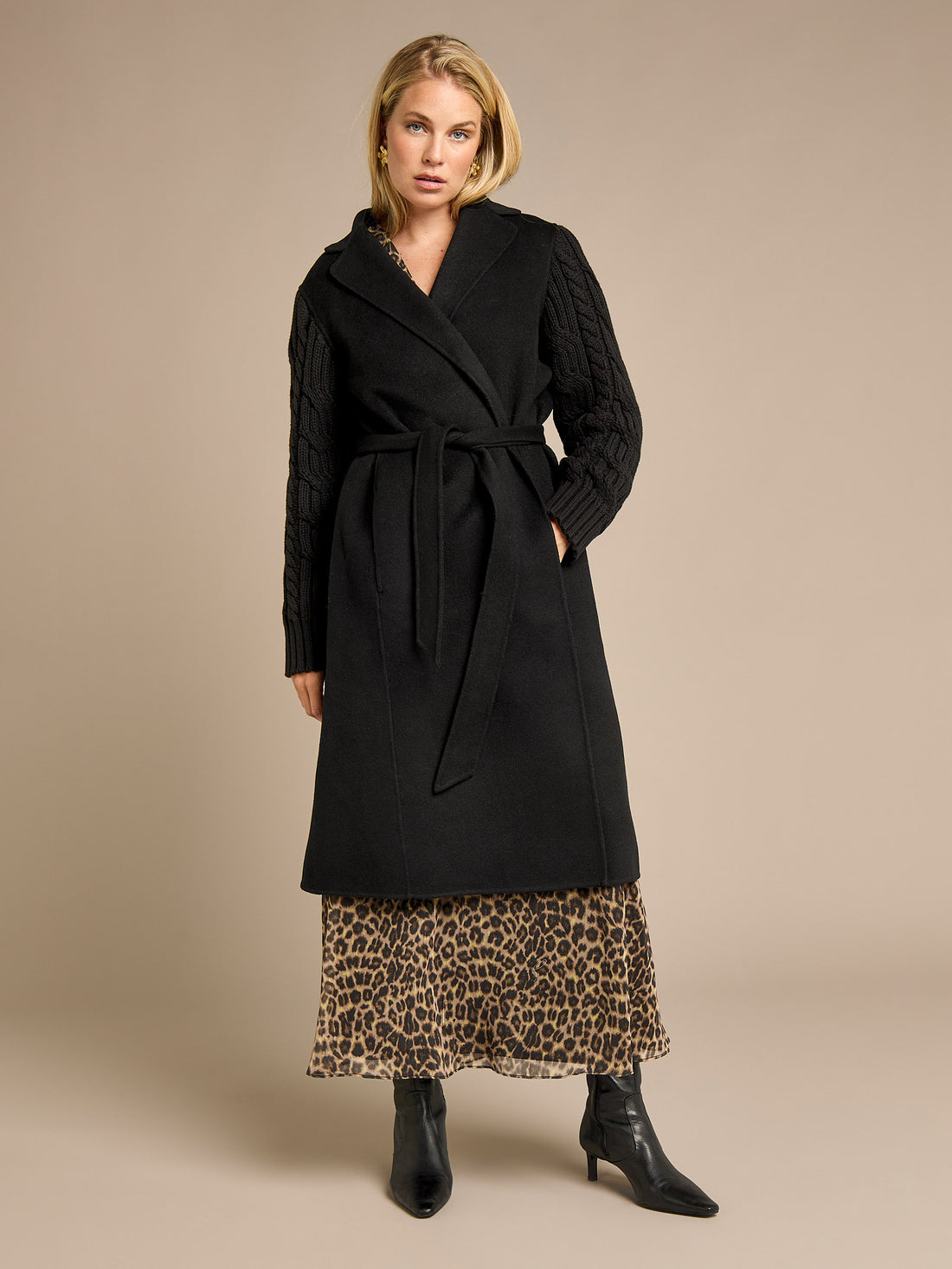 Kara Black Wrap Coat | GWD Clothing