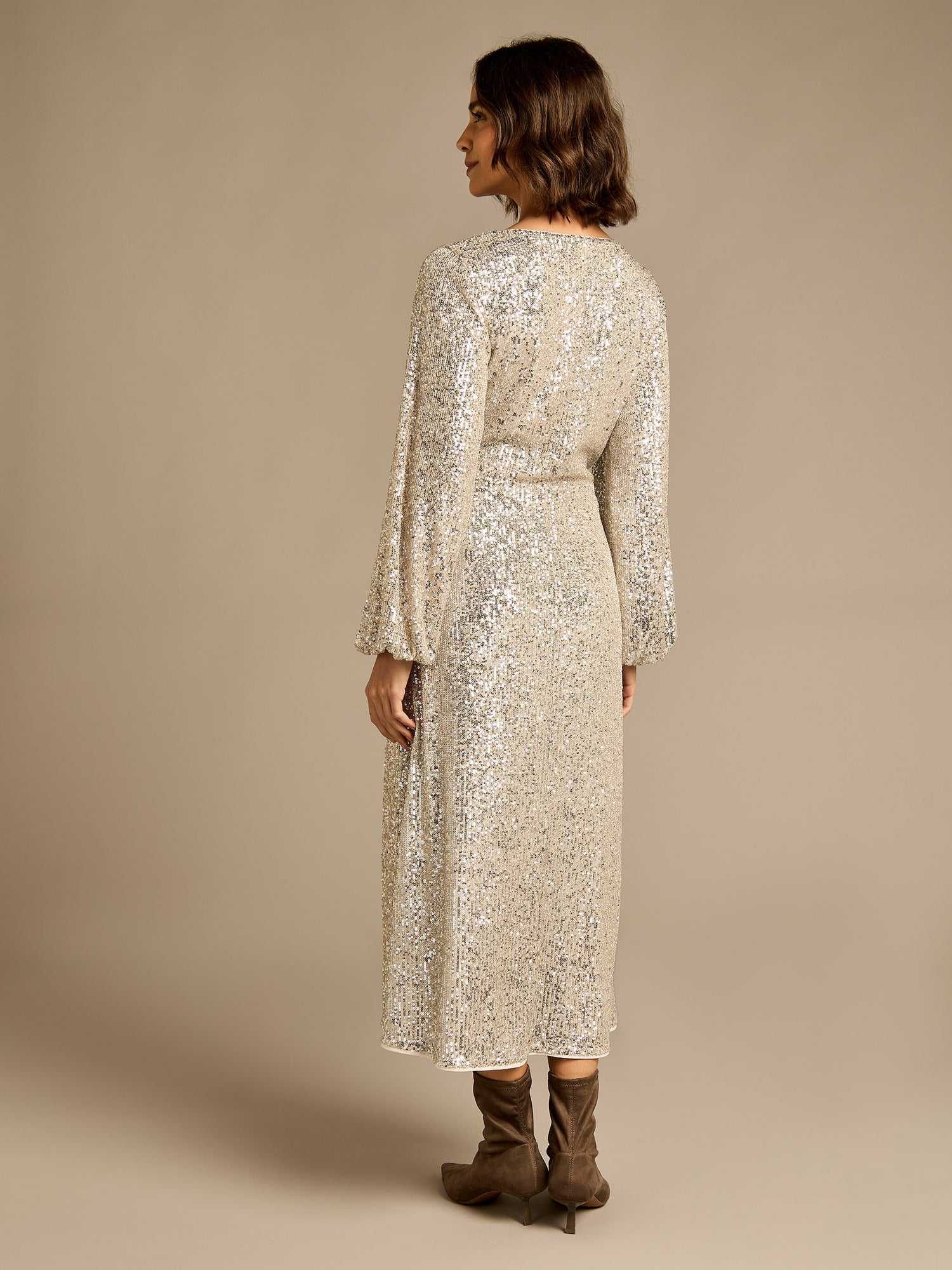GWD Karinne Silver Sequin Ankle Length Dress