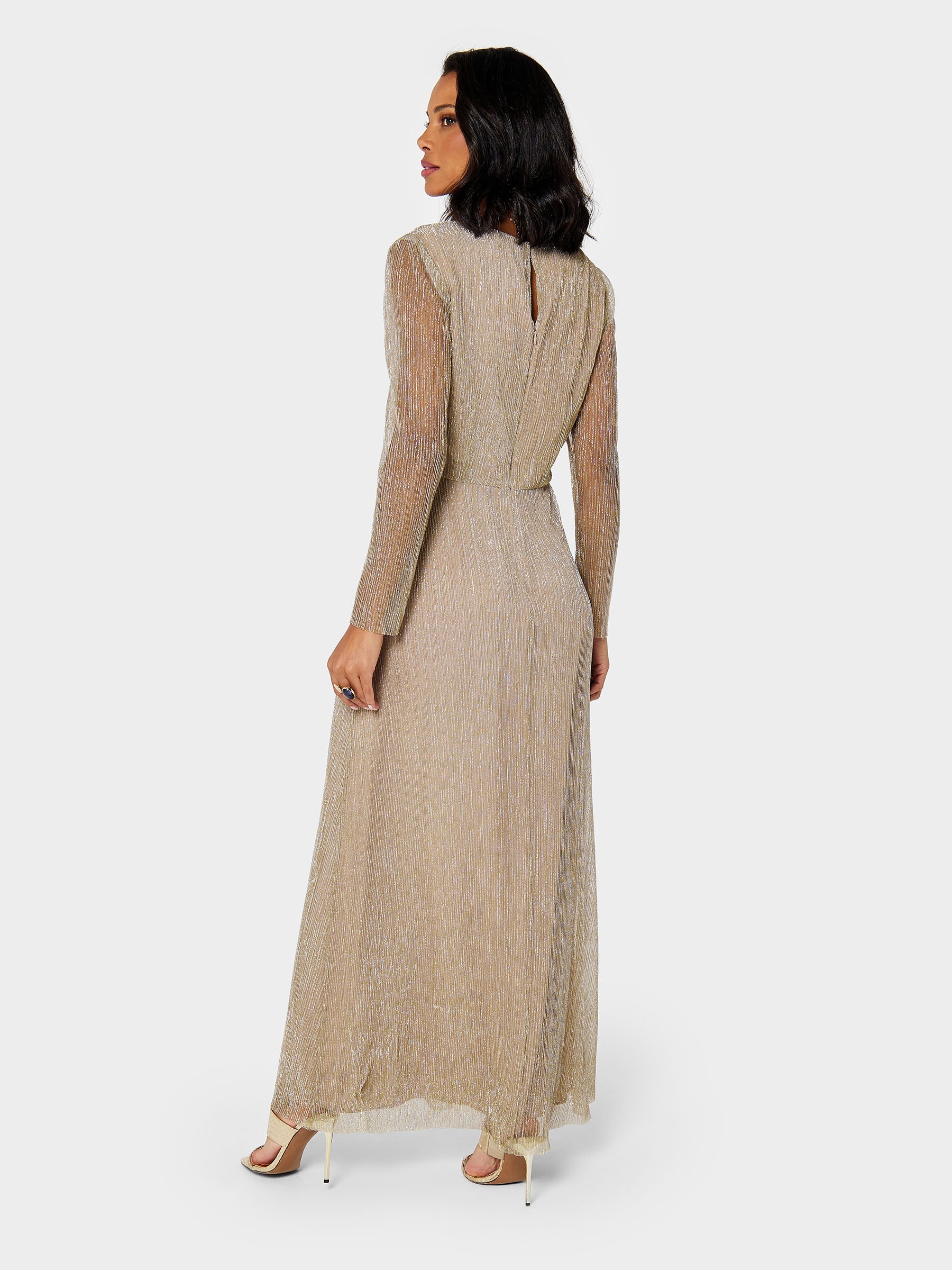 GWD Lauren Pleated Gold Maxi Dress