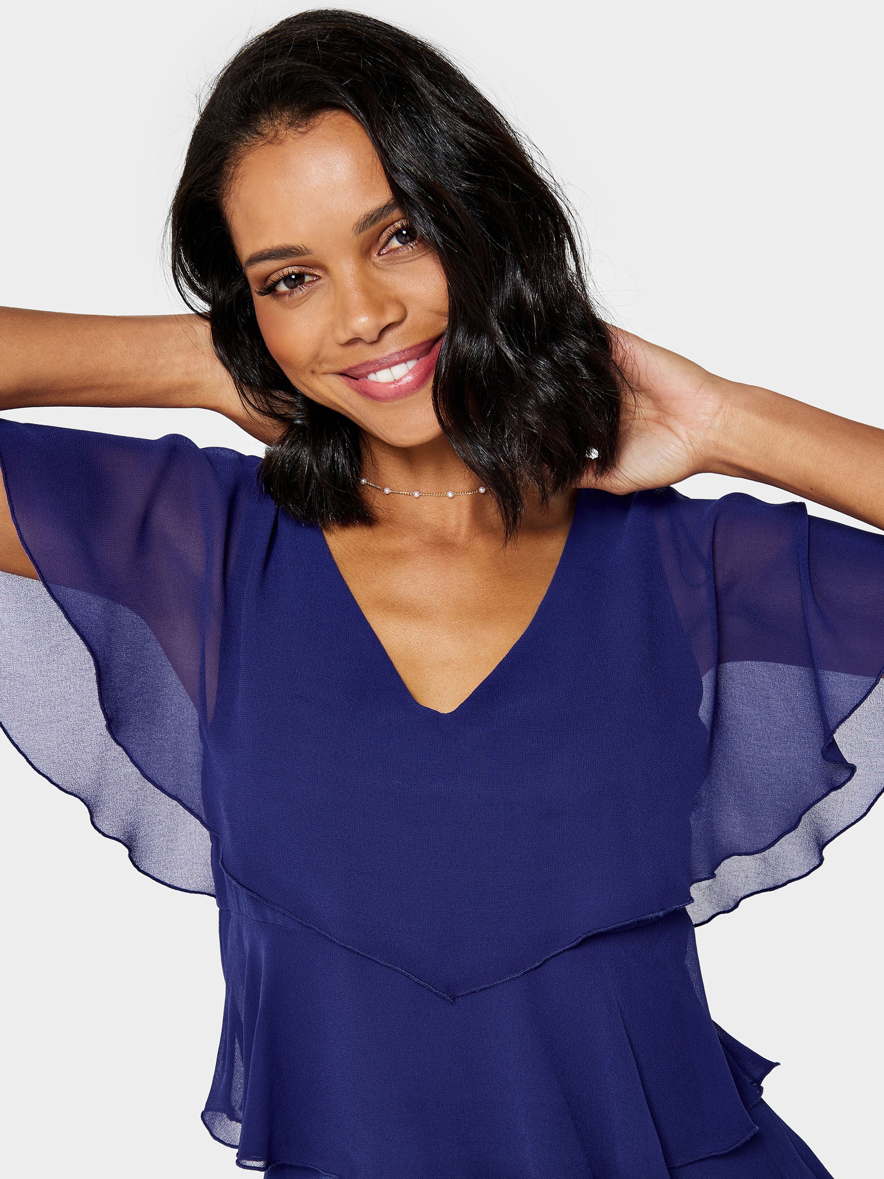 GWD Phoebe Tiered Chiffon Blue Maxi Dress