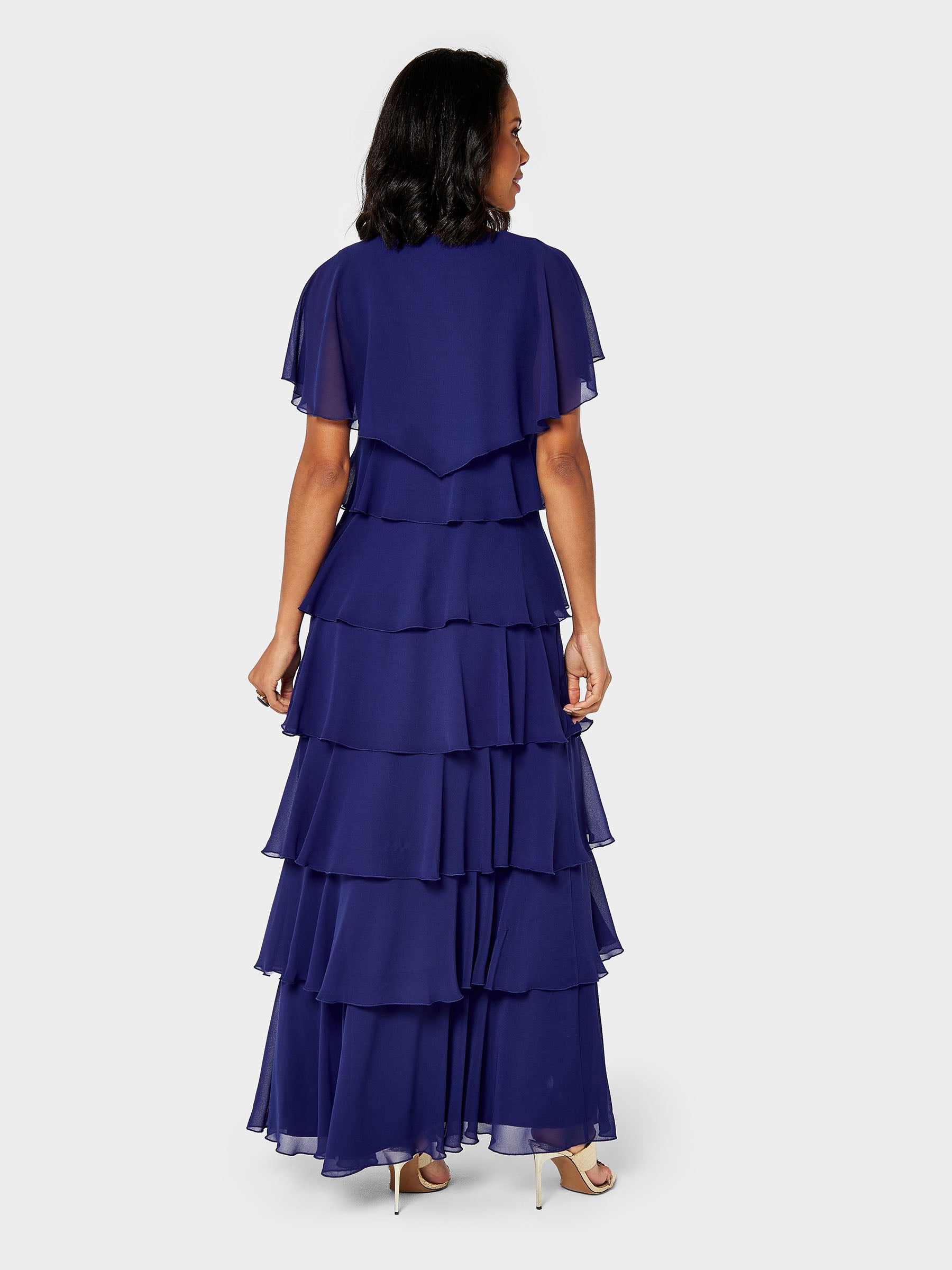 GWD Phoebe Tiered Chiffon Blue Maxi Dress