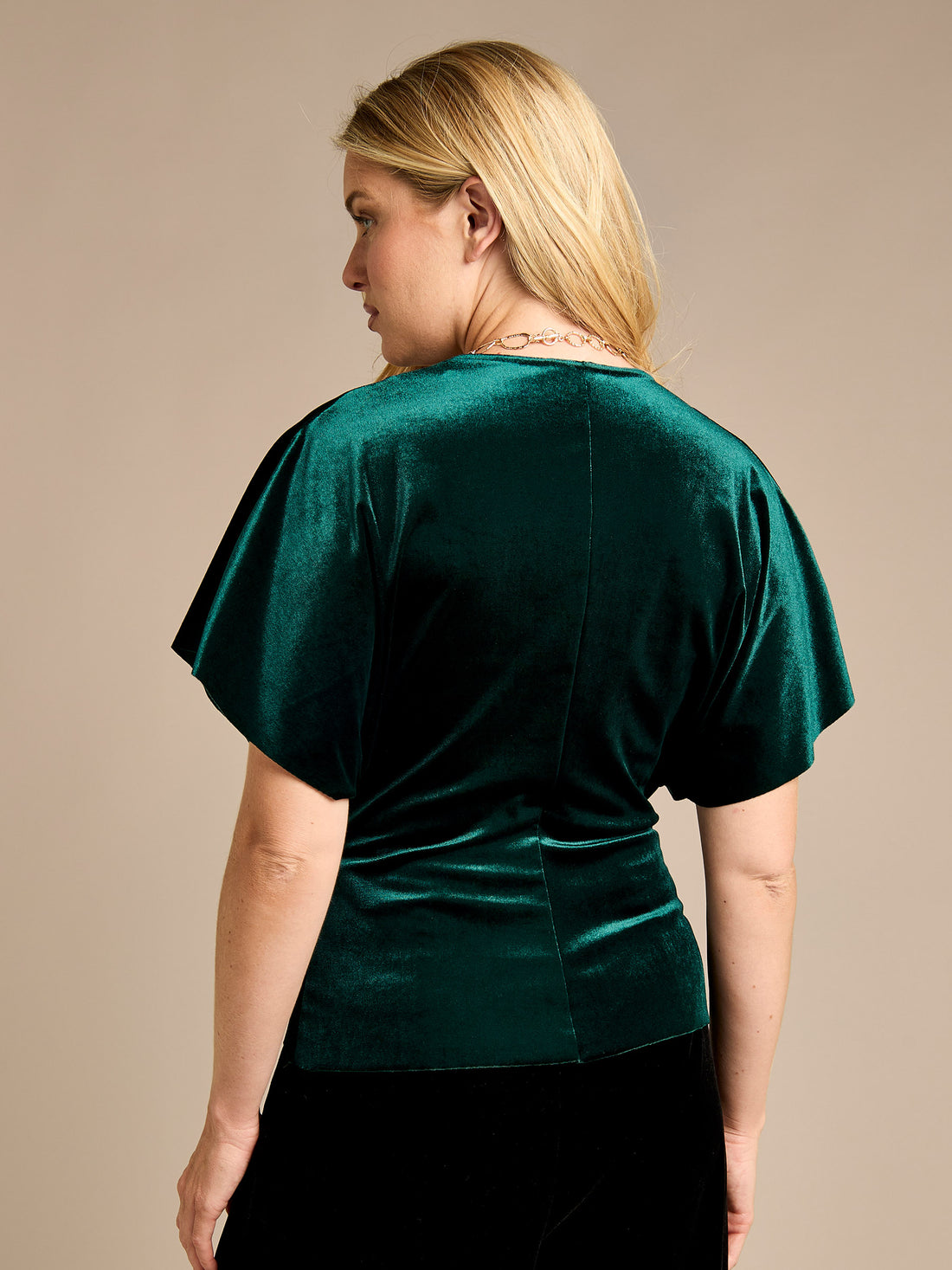 GWD Charlotte Green Wrap Front Velvet Top