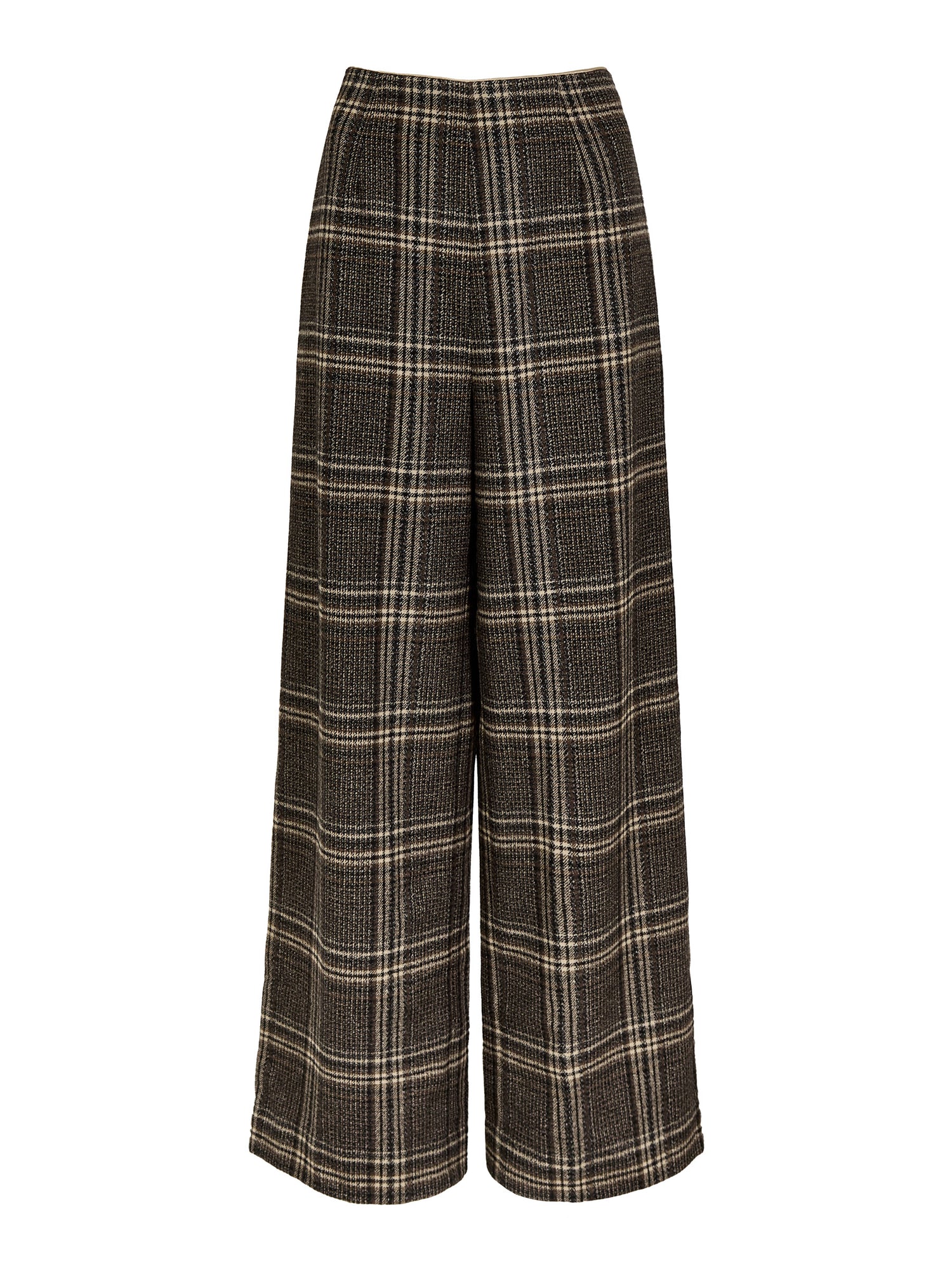 Aimee Brown Check Wide-Leg Trouser